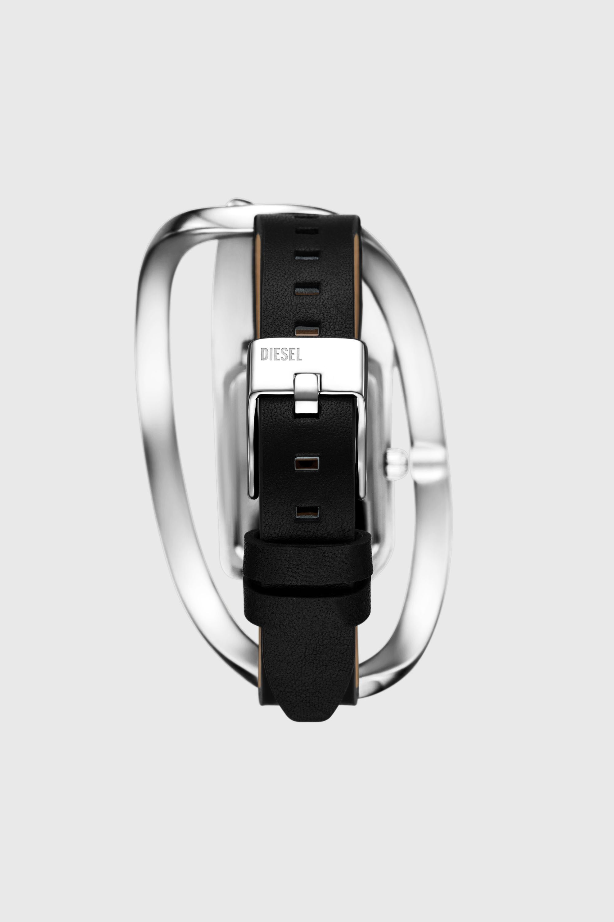 Diesel - DZ5627 WATCH, Montre Wrap-D en cuir noir Femme in Gris argent&eacute; - 2