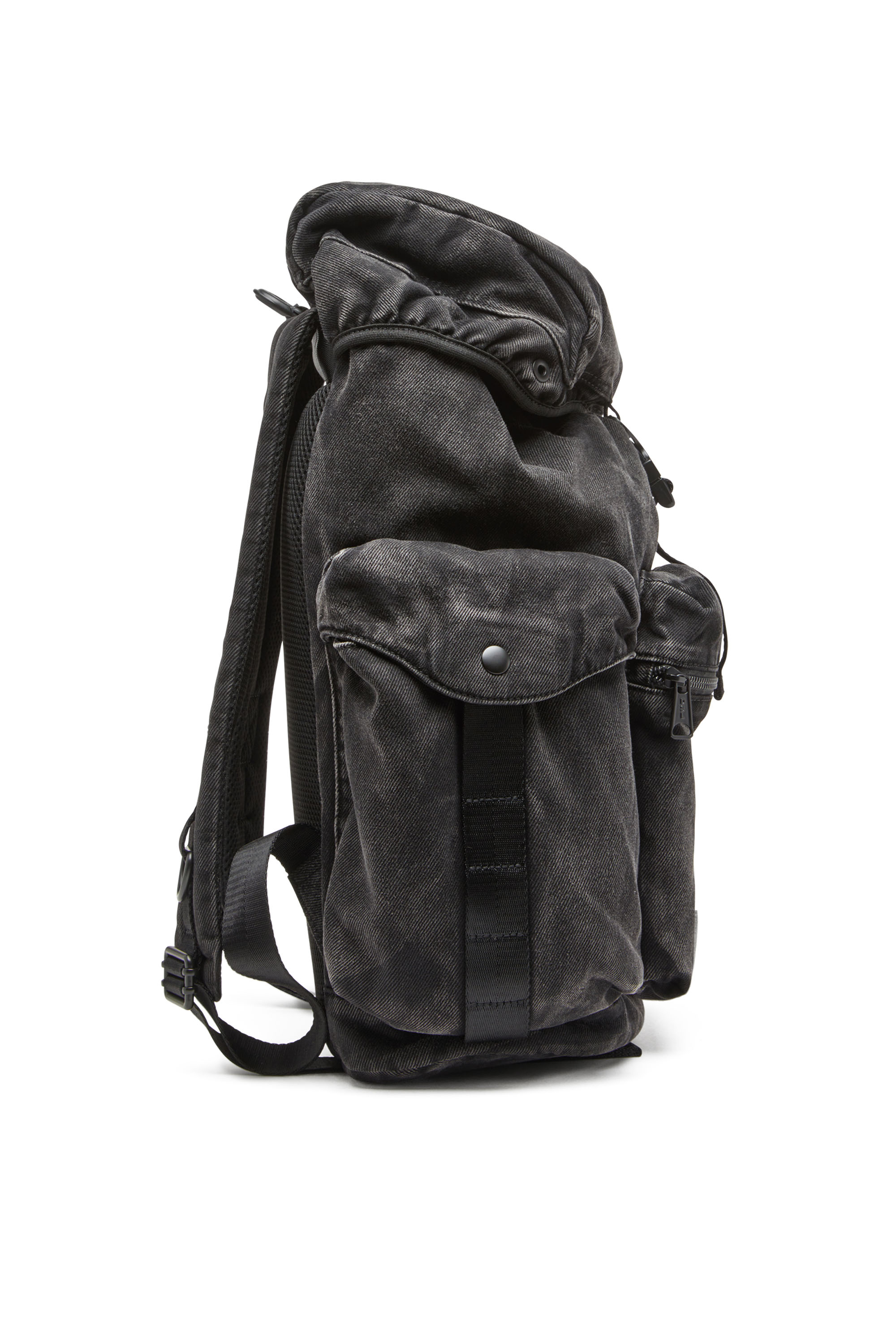 Diesel - UTLT BACKPACK, Utlt Backpack-Sac &agrave; dos Utility en denim effet nuage Homme in Noir - 5