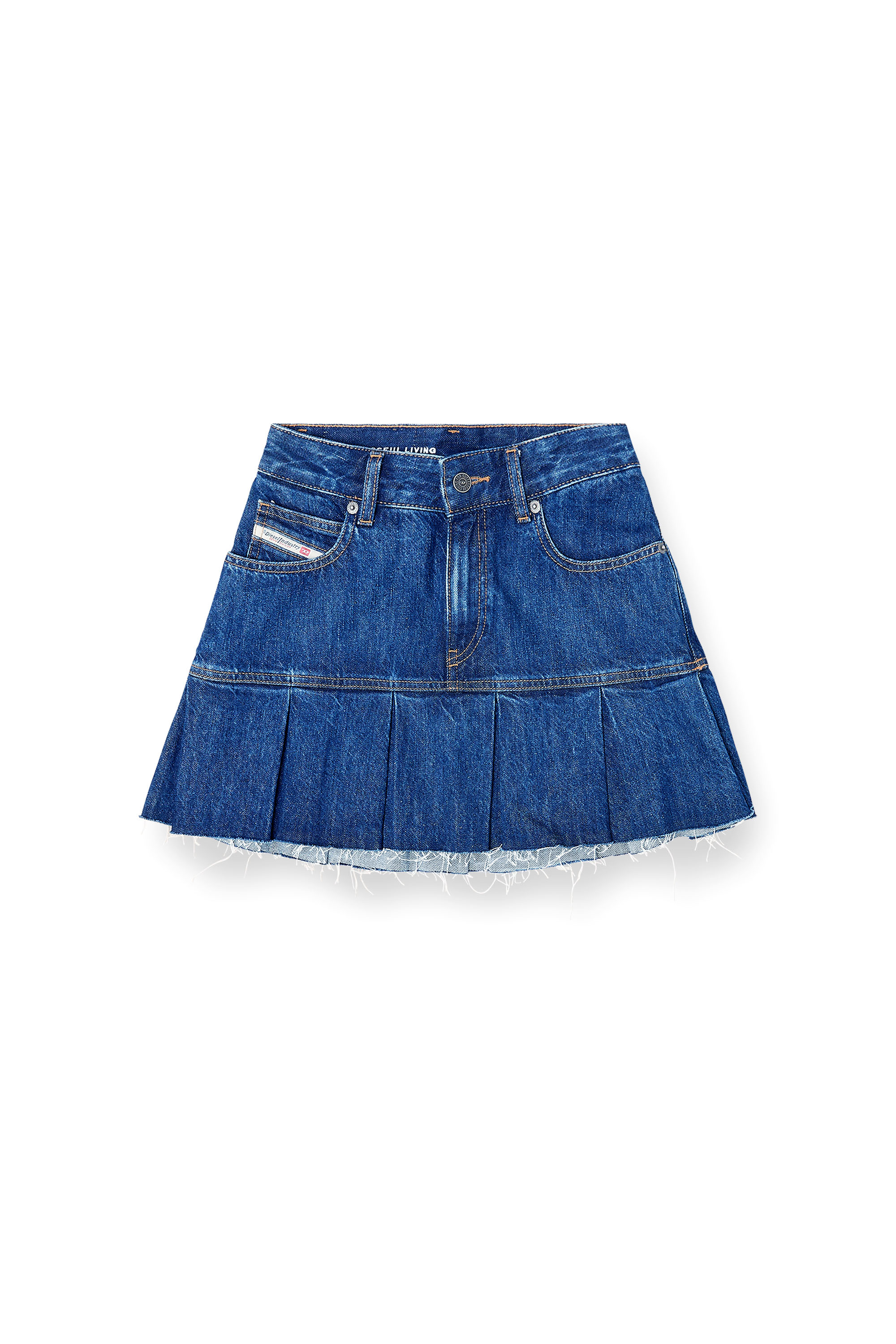 Diesel - DE-REEN, Jupe pliss&eacute;e mini en denim Femme in ToBeDefined - 3