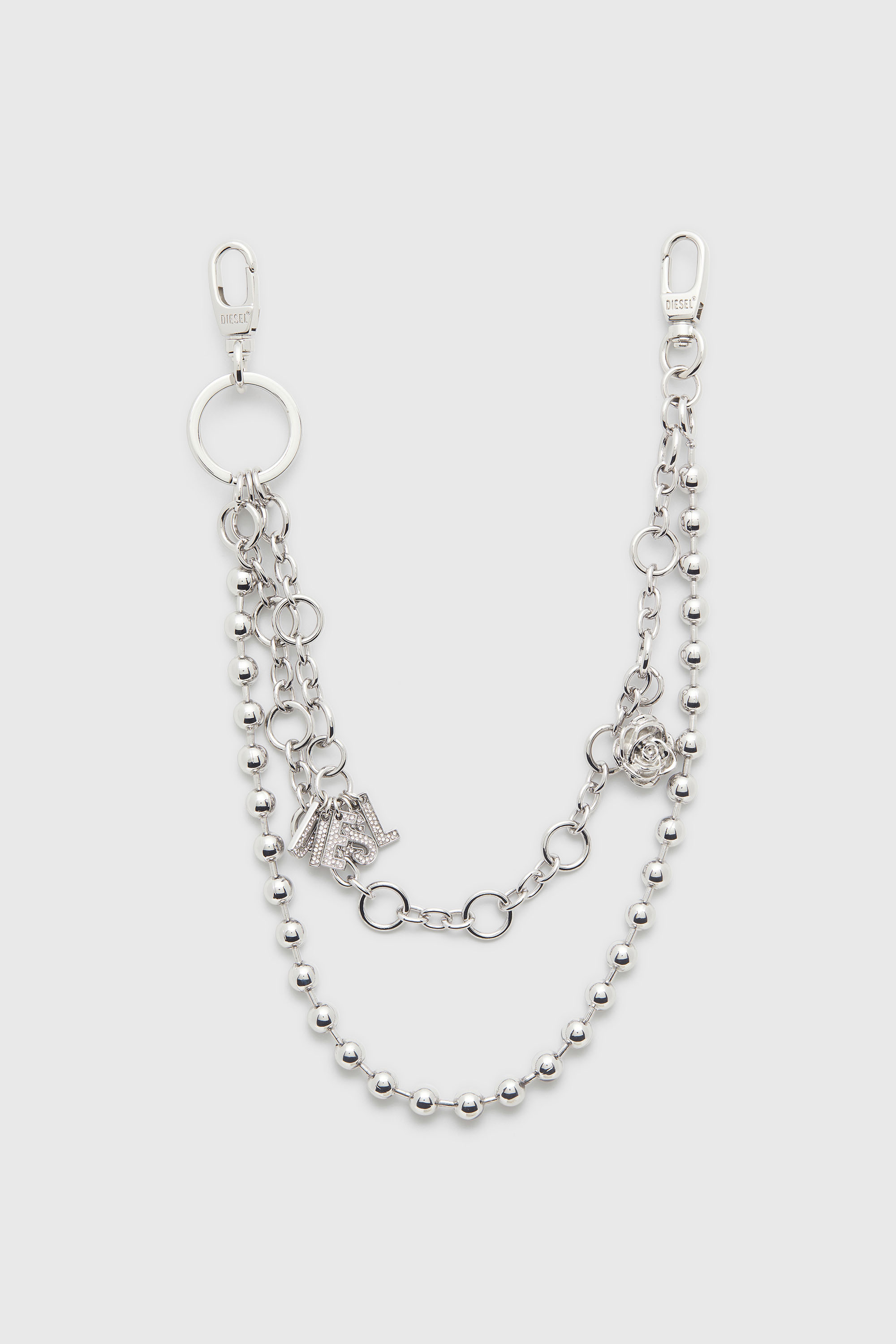 Diesel - CHAIN-D II L, Breloque en m&eacute;tal avec cha&icirc;nes et pendentifs Femme in Gris argent&eacute; - 1