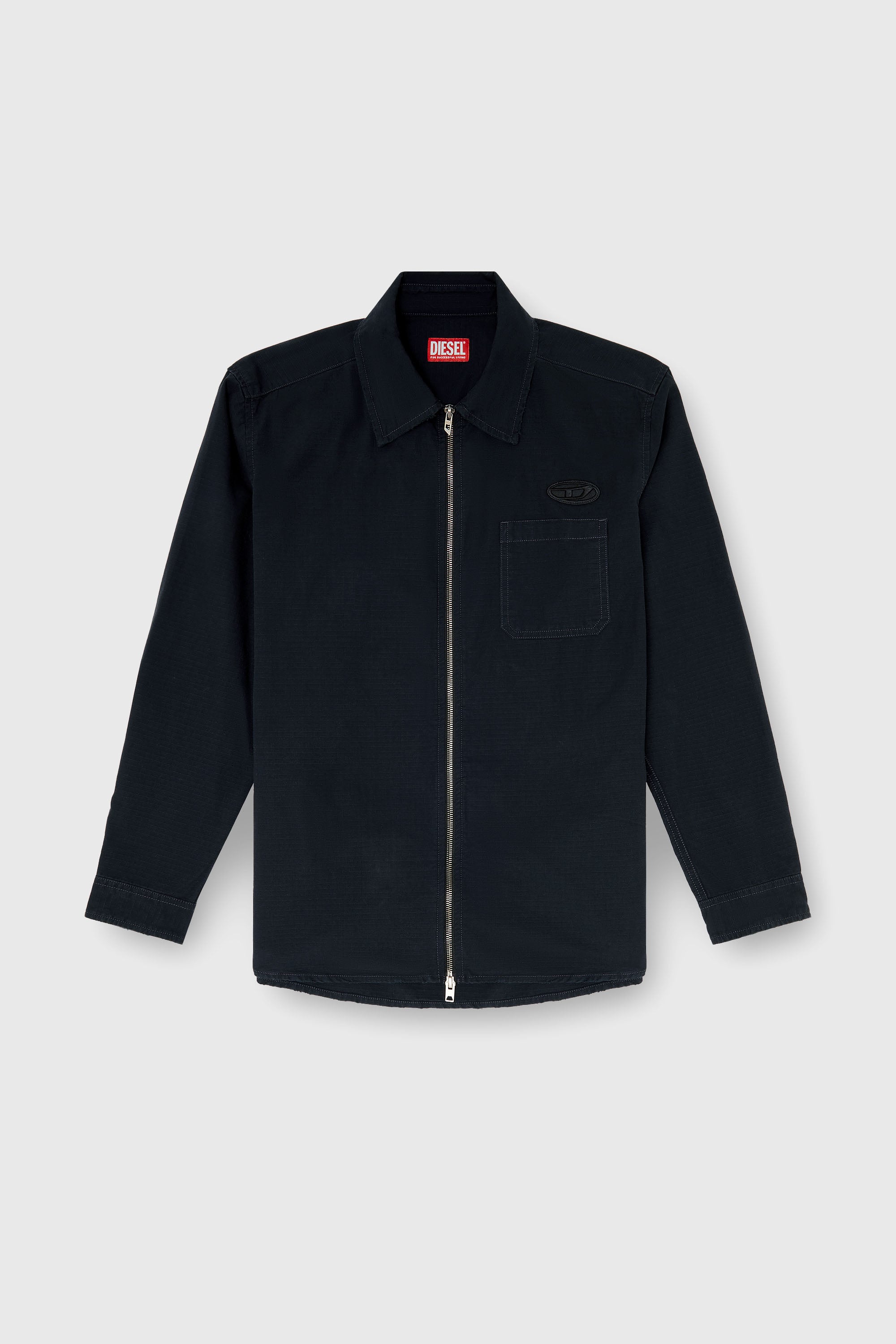Diesel - S-ALIAS-ZIP, Chemise en ripstop avec fermeture zipp&eacute;e Homme in Noir - 2