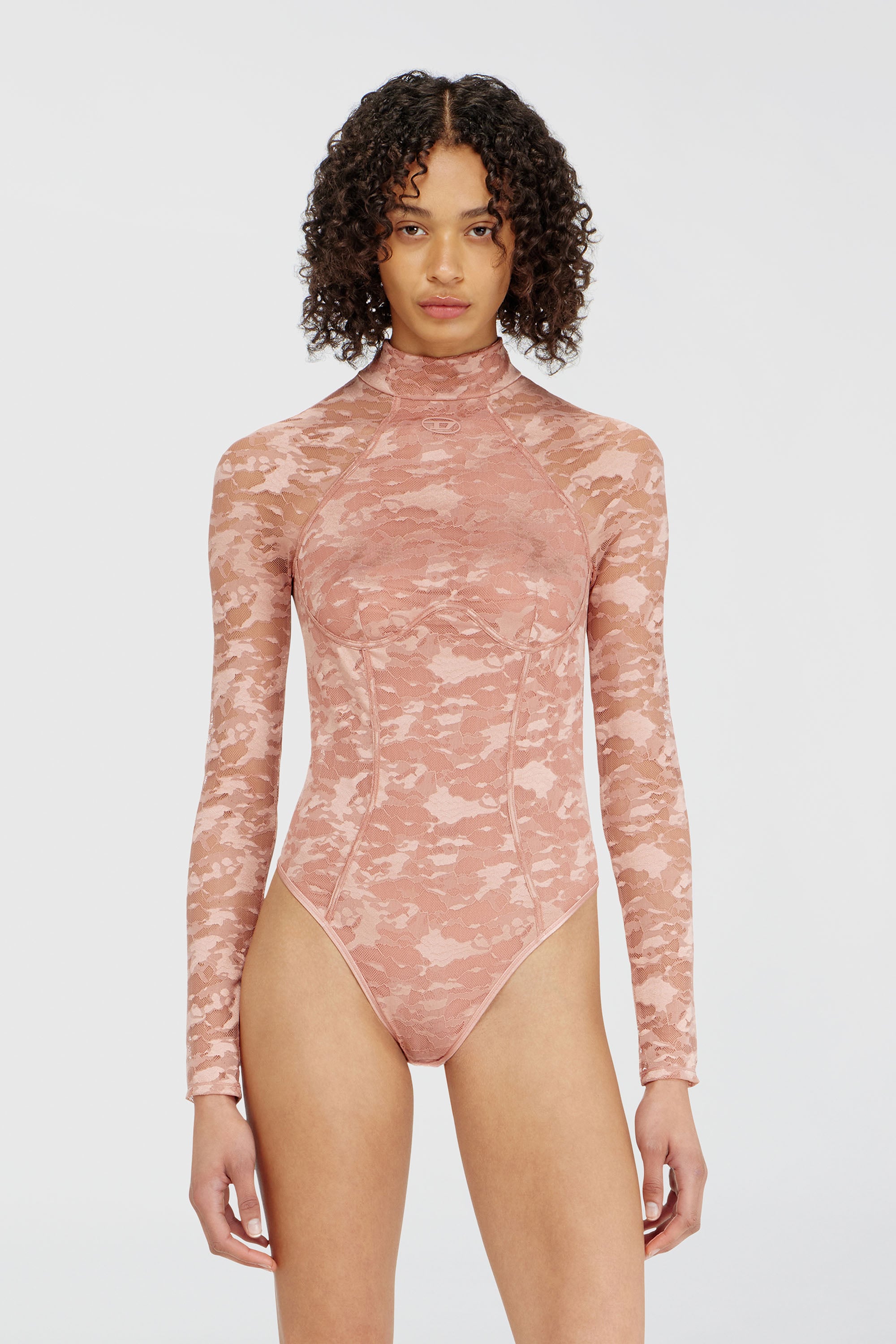 Diesel - VIVIAN-UTLT, Body en dentelle nylon avec dos ouvert Femme in Rose - 1