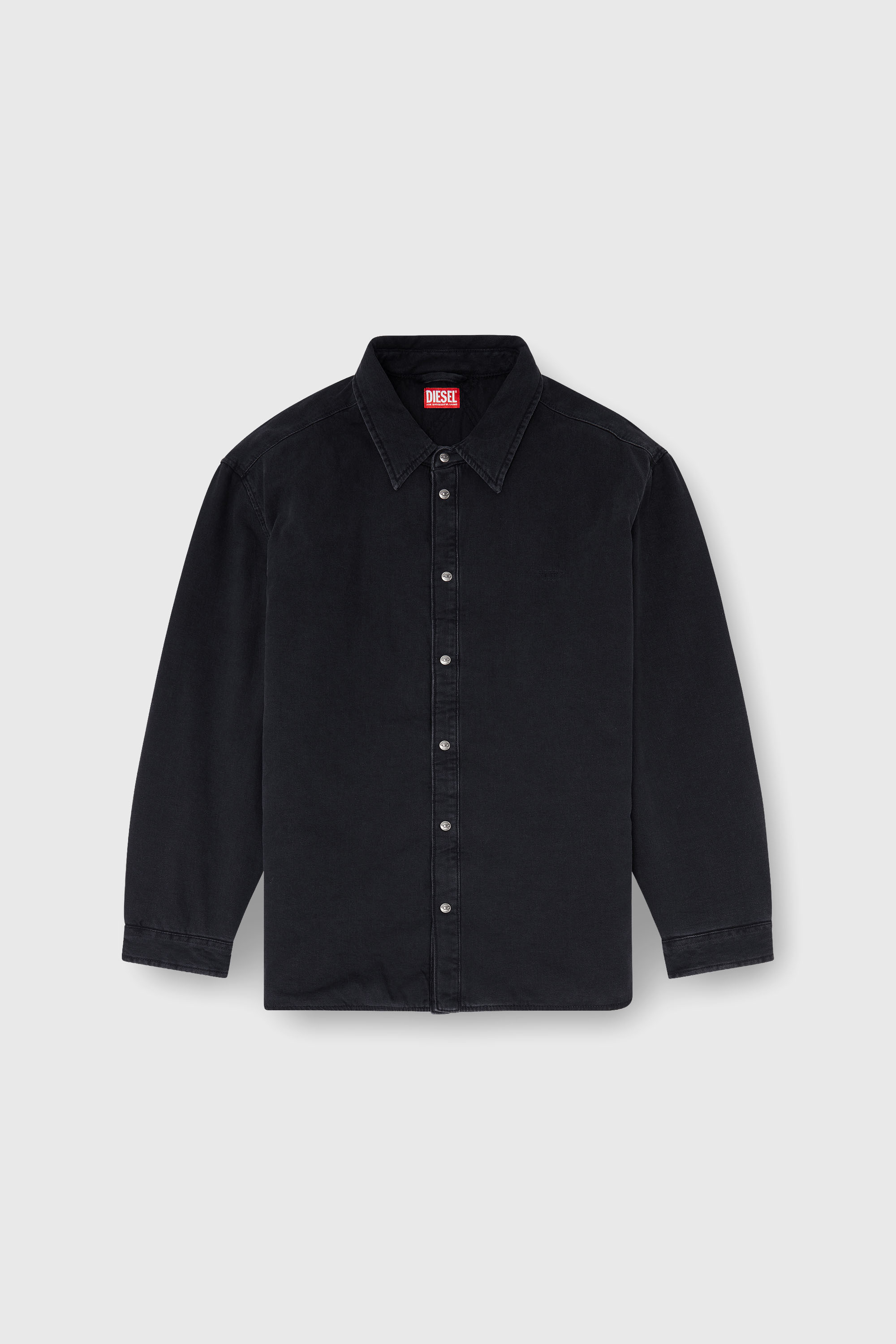 Diesel - D-FLAIM-D, Overshirt en denim matelass&eacute; Homme in Noir - 2