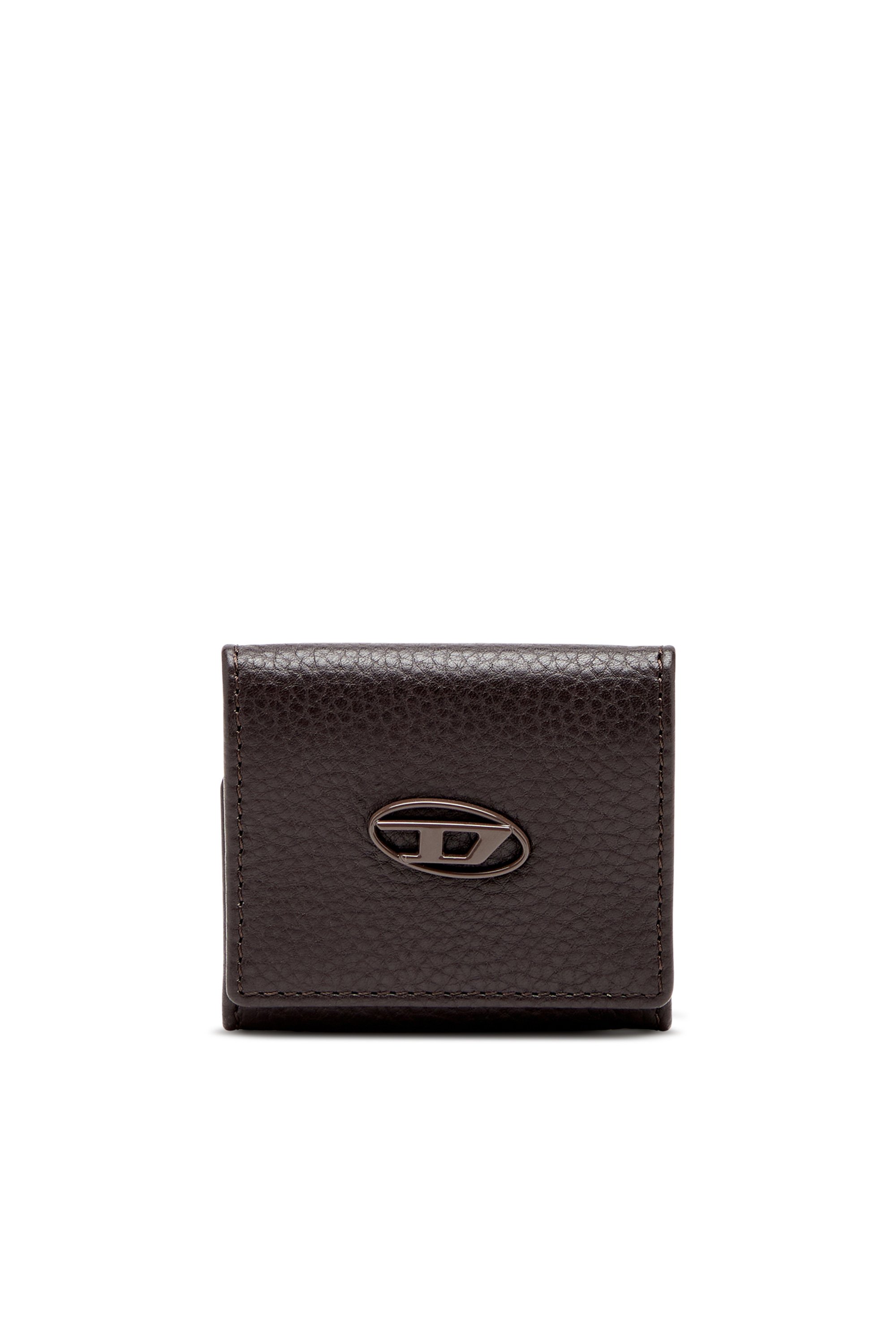 Diesel - HISSU EVO COIN CASE, Coin purse in grainy leather Homme in Marron - 1