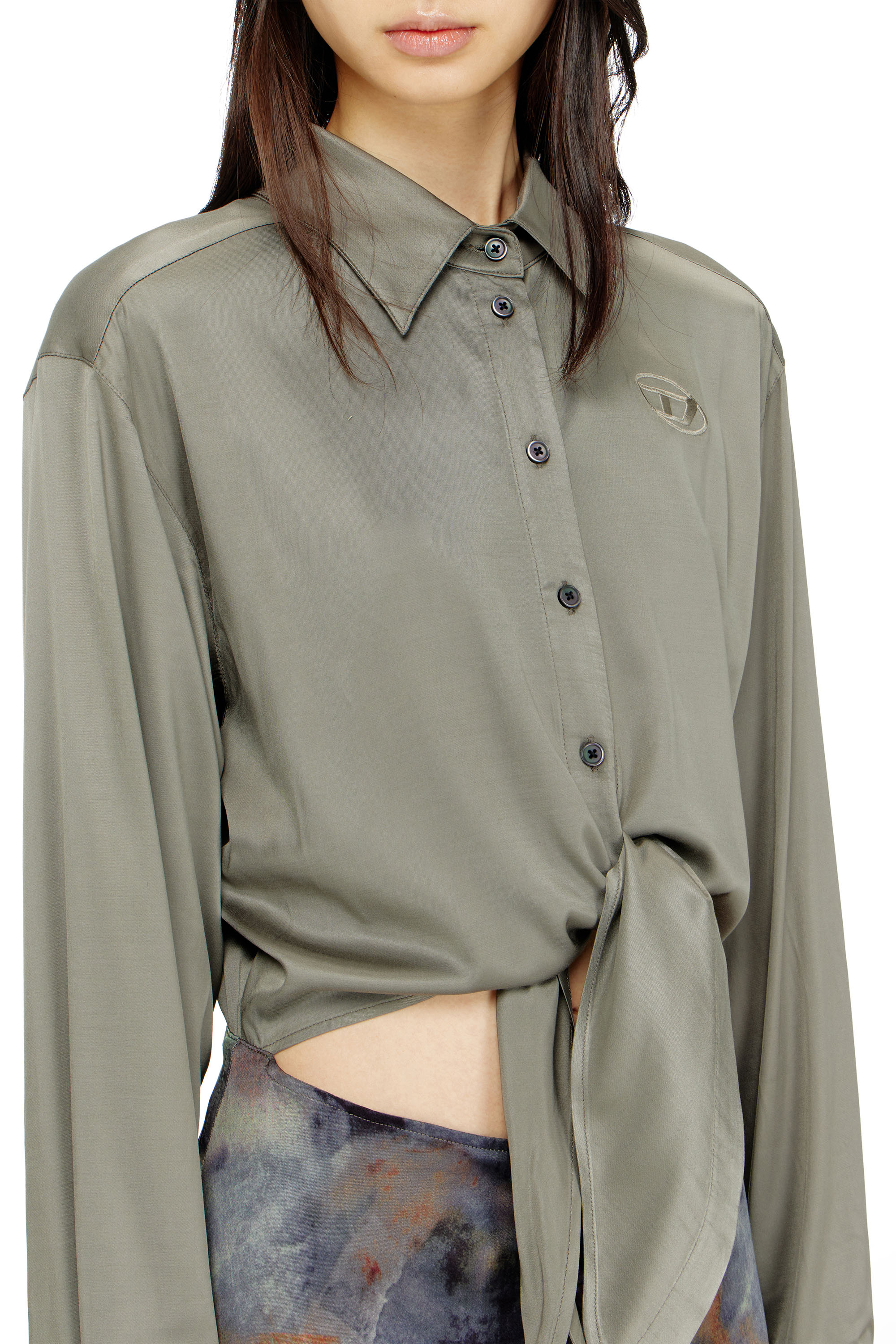 Diesel - D-ELTA, Robe en satin mi-longue avec haut nou&eacute; Femme in ToBeDefined - 4