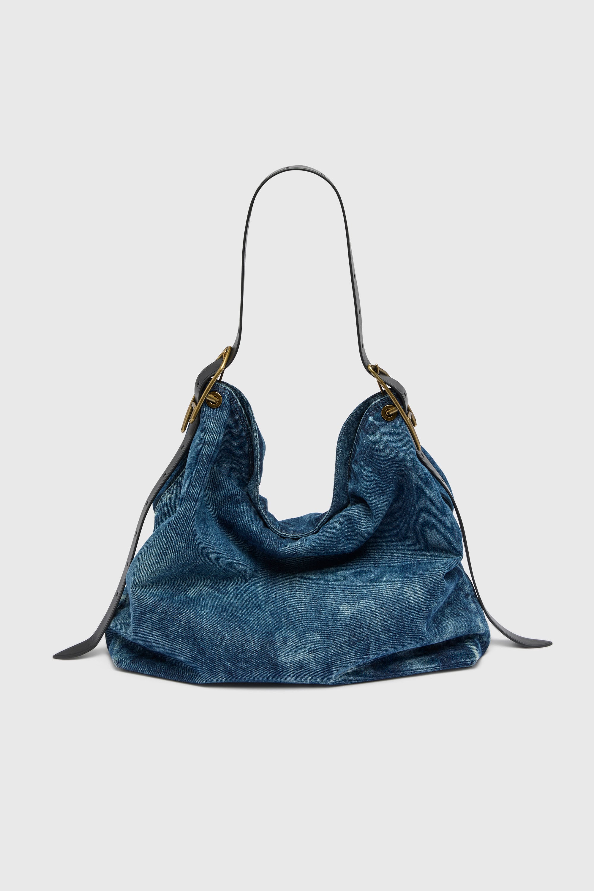 Diesel - D-LINE HOBO L, D-Line-Sac hobo en denim Femme in Bleu - 1