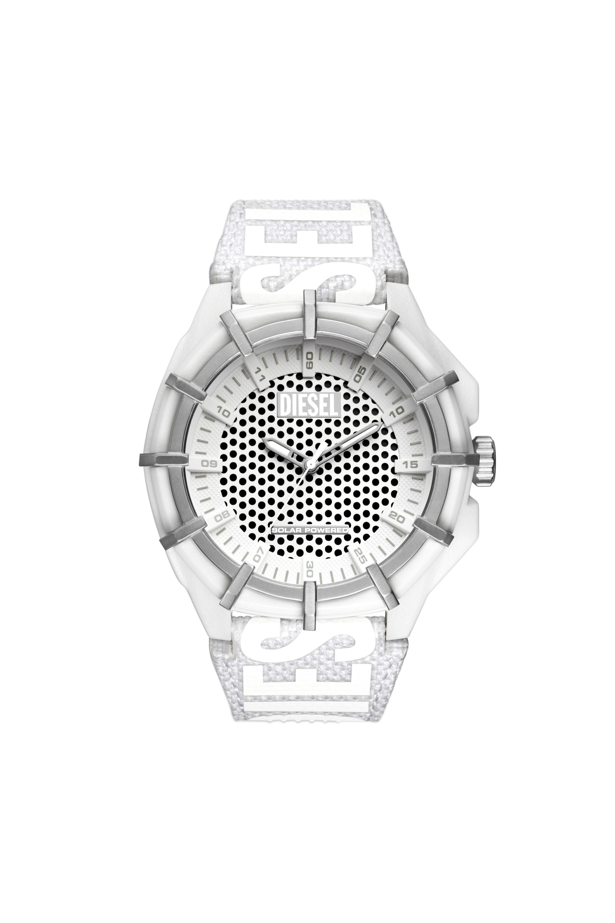 Diesel - DZ4664, Man Framed solar white textile watch in White - Image 1