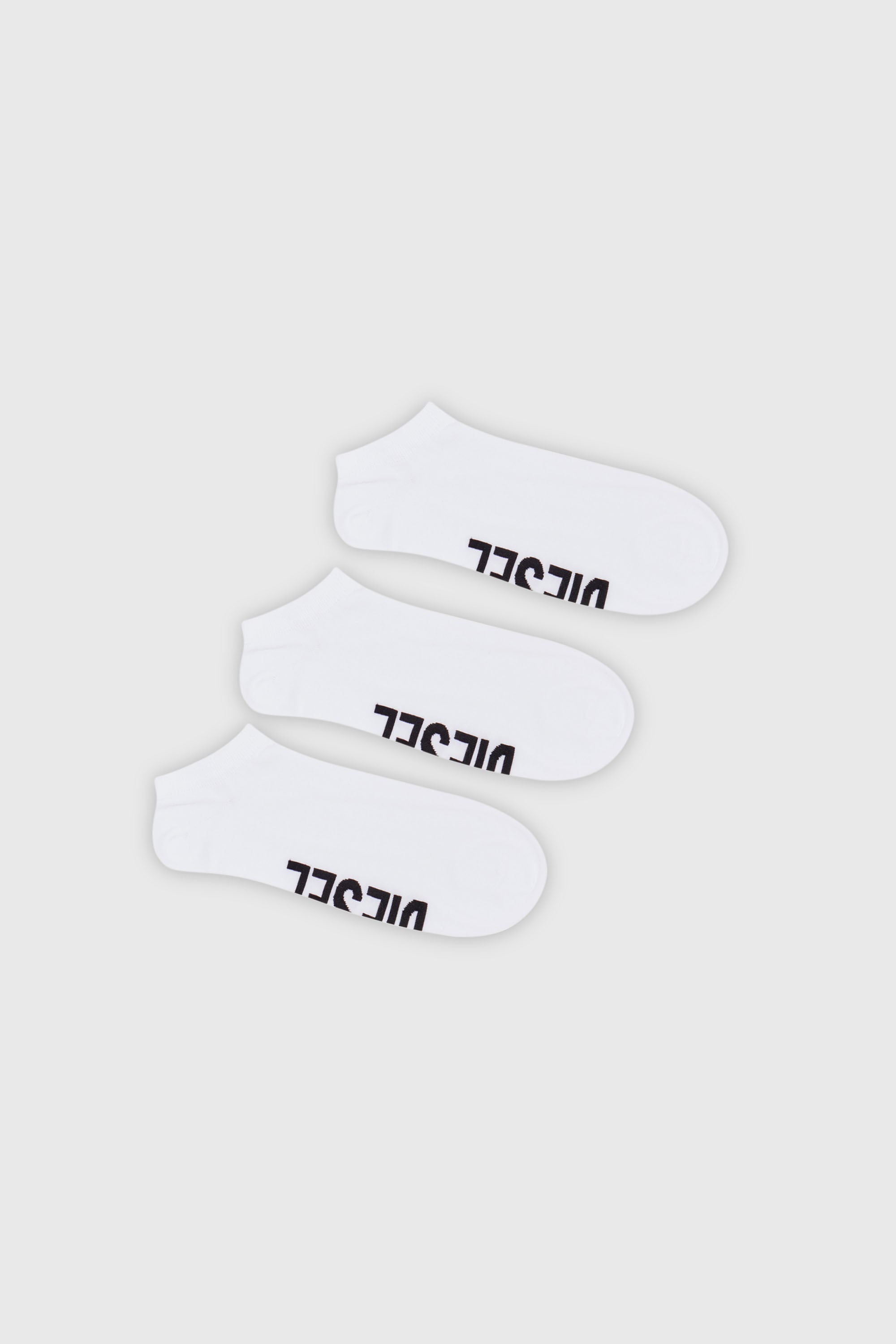 Diesel - SKM-GOST-THREEPACK, Lot de trois paires de chaussettes basses avec logo sur le cou-de-pied Homme in Blanc - 1