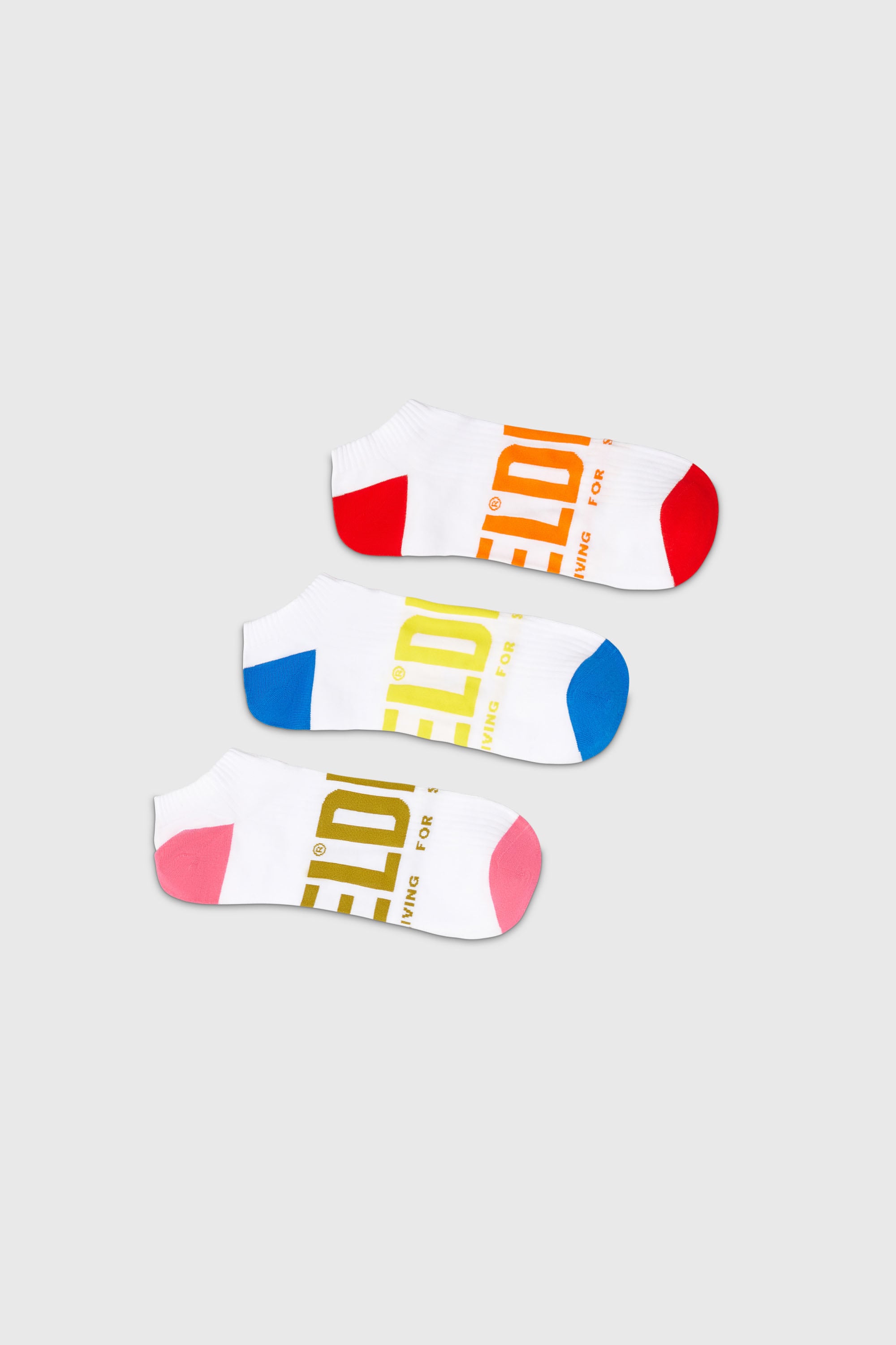 Diesel - SKM-GOST-THREEPACK, Lot de trois paires de chaussettes basses avec logo Homme in Blanc - 1