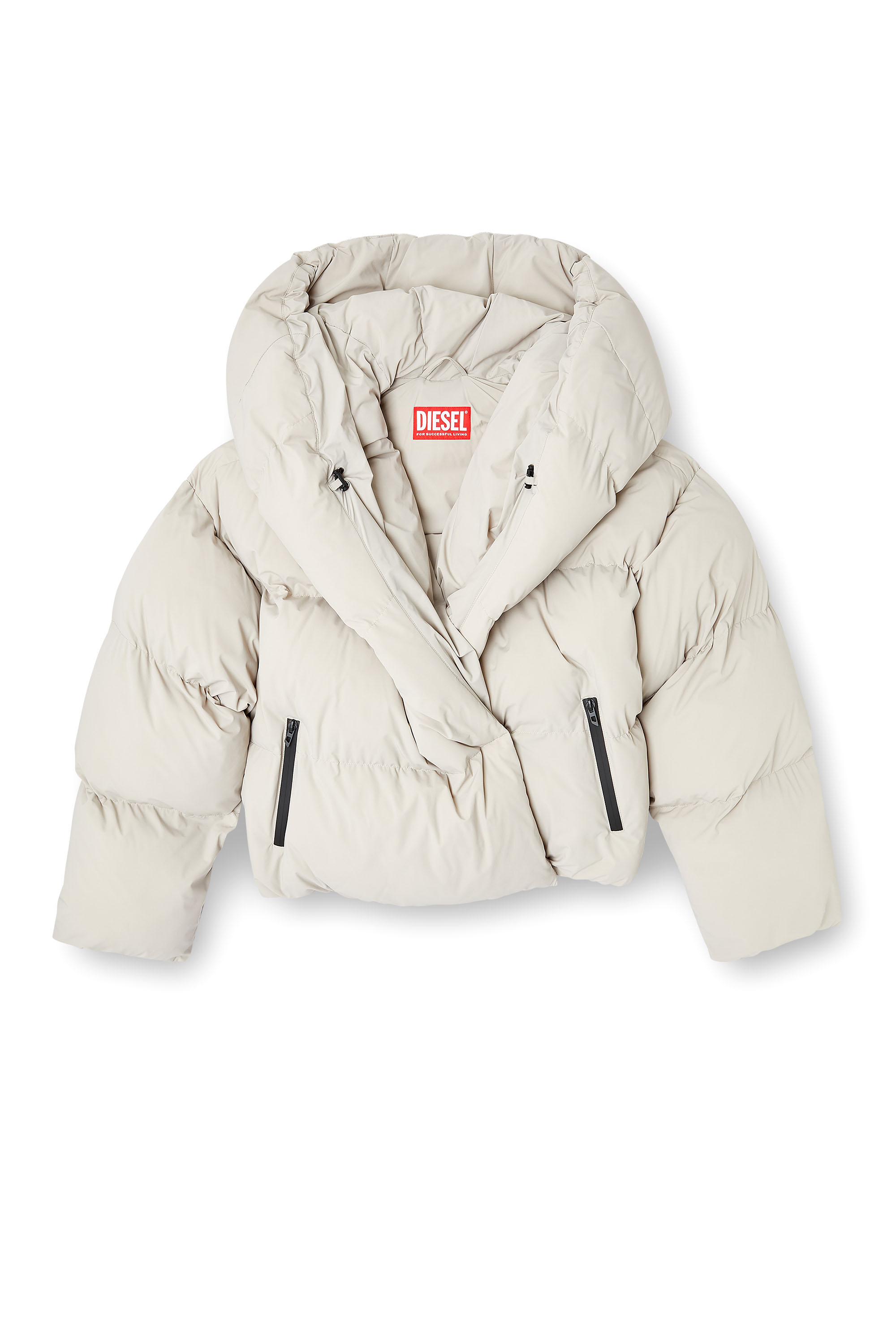 Diesel - W-ILEY-T1, Doudoune enveloppante en nylon bi-stretch Femme in Beige - 3