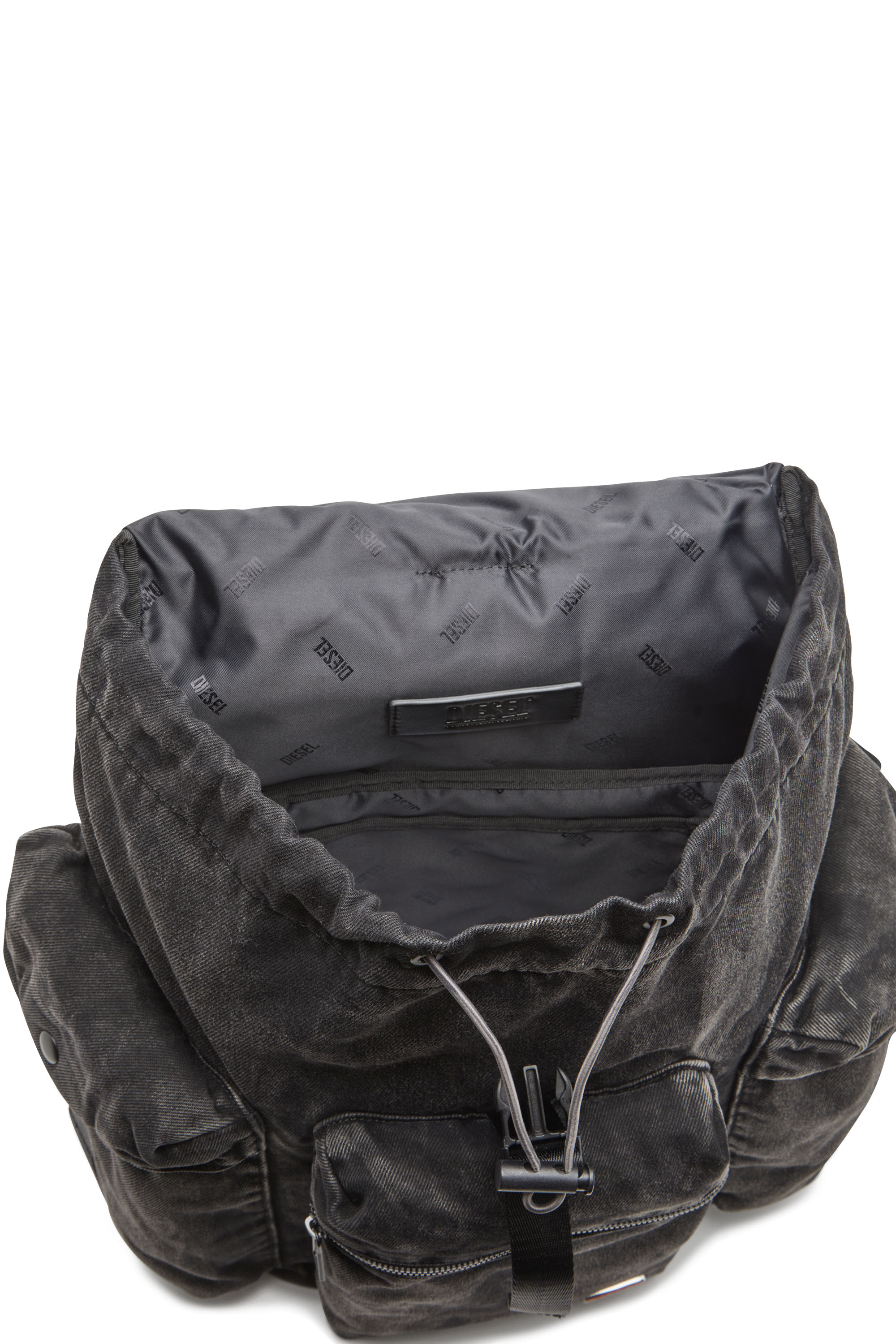 Diesel - UTLT BACKPACK, Utlt Backpack-Sac &agrave; dos Utility en denim effet nuage Homme in Noir - 4