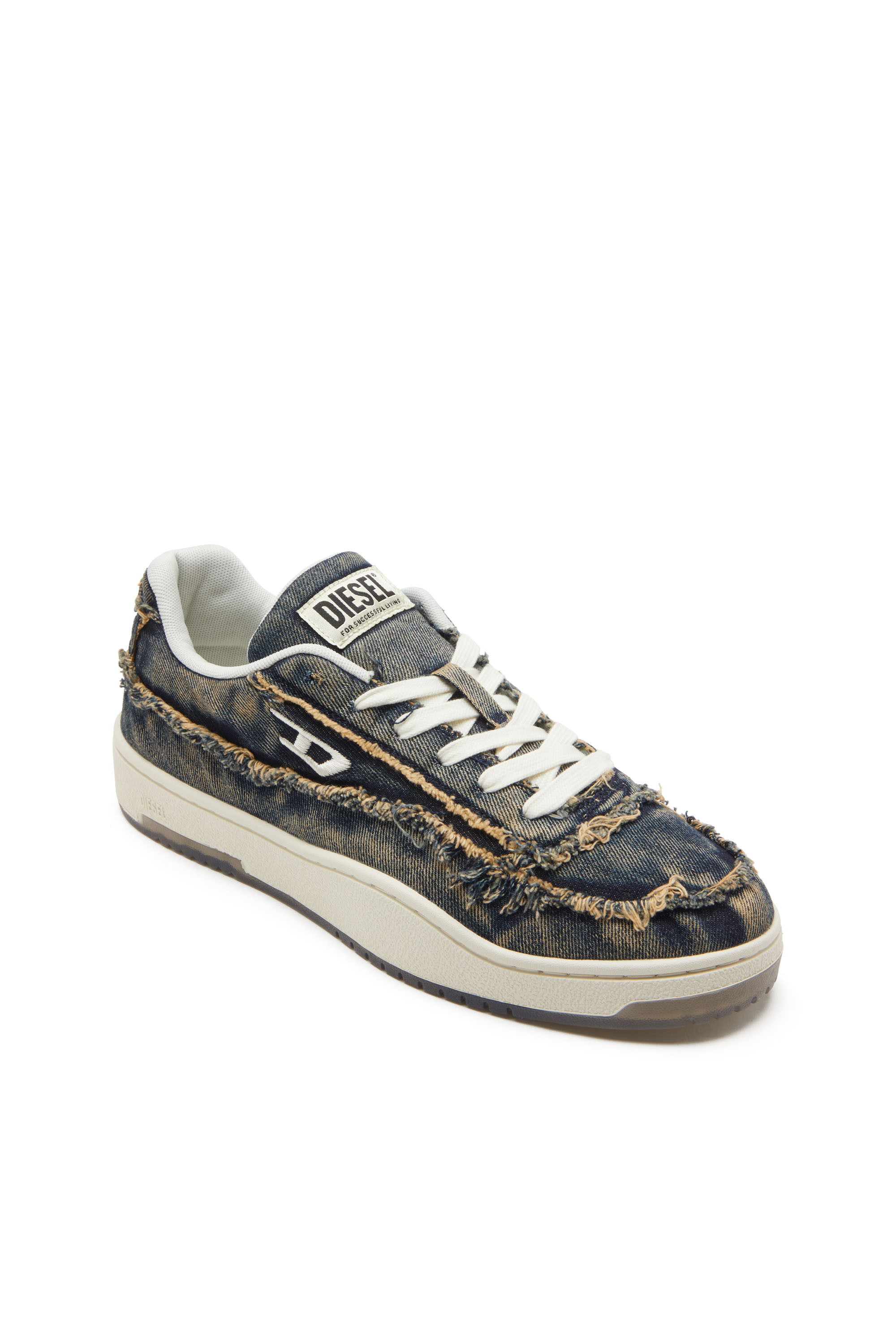Diesel - S-TRACKER-D LOW, S-Tracker-D-Baskets en denim effiloché avec semelle transparente Homme in Bleu - 6