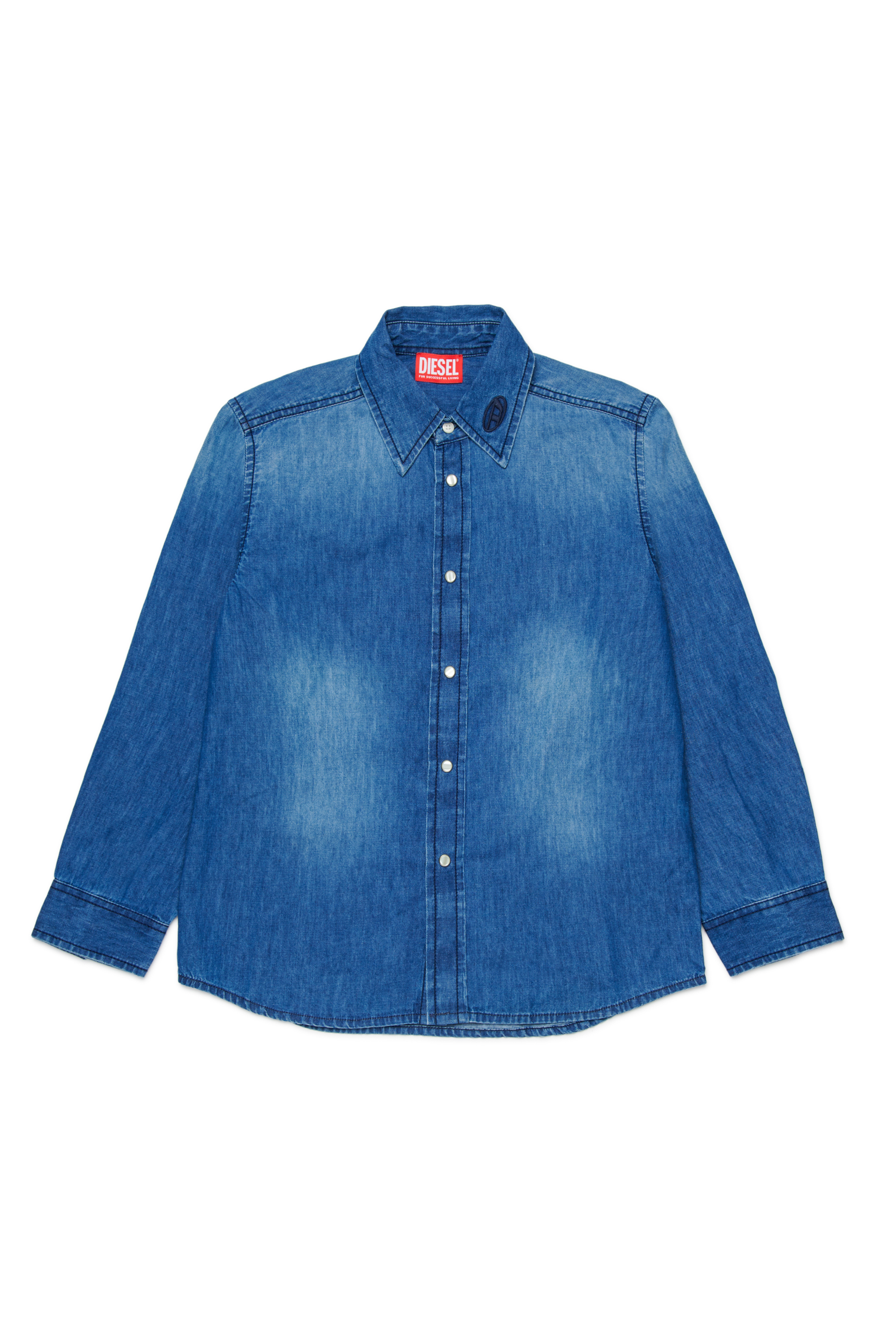 Diesel - CSIMPLY-OVER, Chemise en denim avec broderie Oval D Homme in Bleu - 1