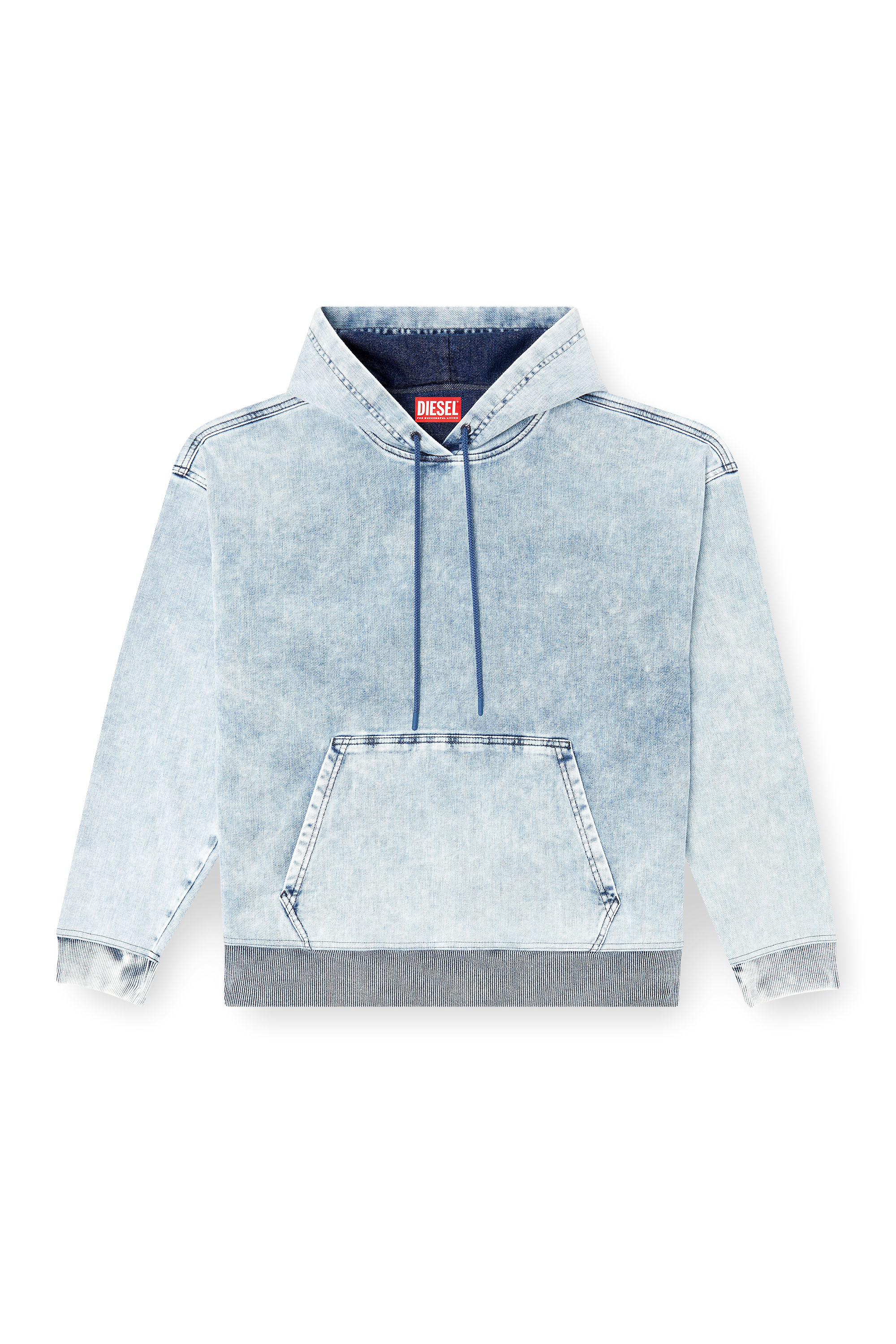Diesel - D-REBBIT-S-TRACK, Sweatshirt à capuche en denim marbré Mixte in Bleu - 3
