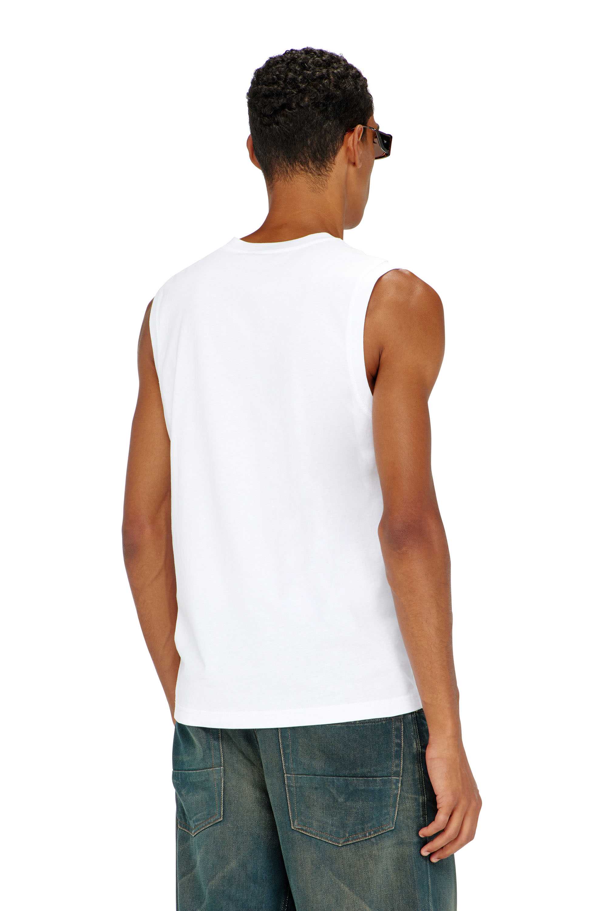 Diesel - T-ISCO-DIV, D&eacute;bardeur avec logo imprim&eacute; sur le devant Homme in Blanc - 4
