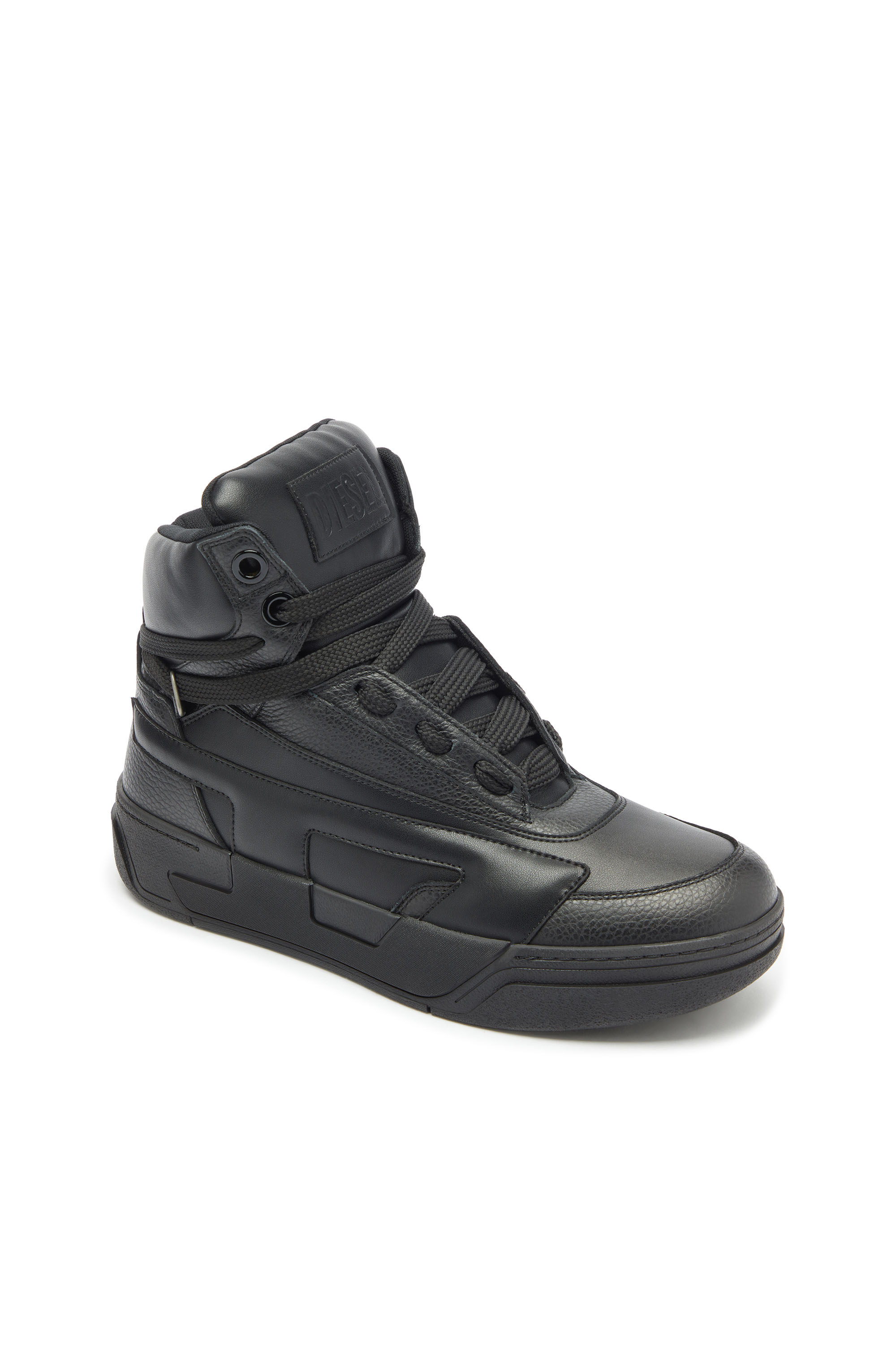 Diesel - S-D-OLLIE MID, S-D-Ollie - Sneakers montantes en cuir avec logo D Homme in Noir - 6