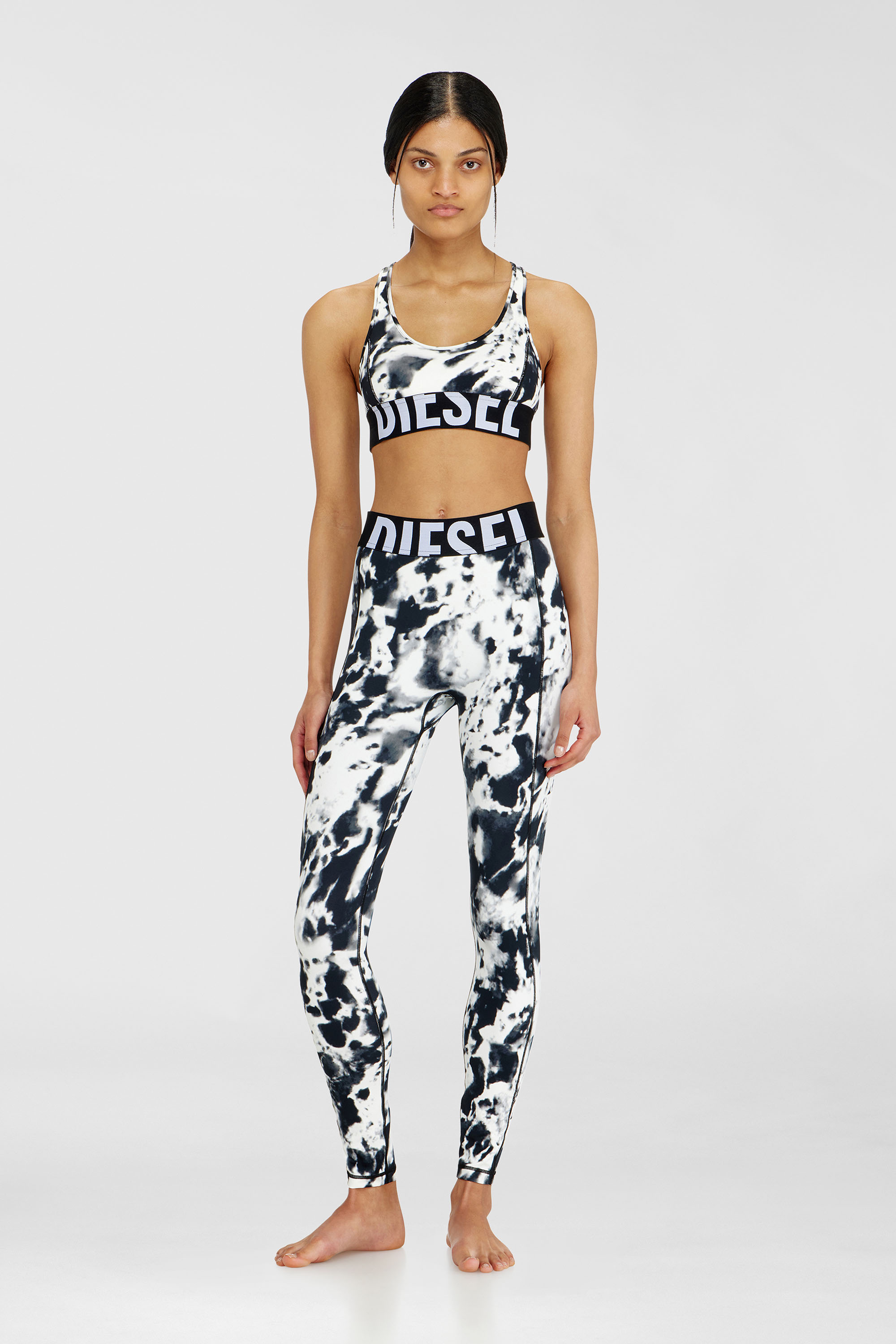 Diesel - ADELINE-D-POP, Woman's Leggings in printed microfibre in White/Black - 1