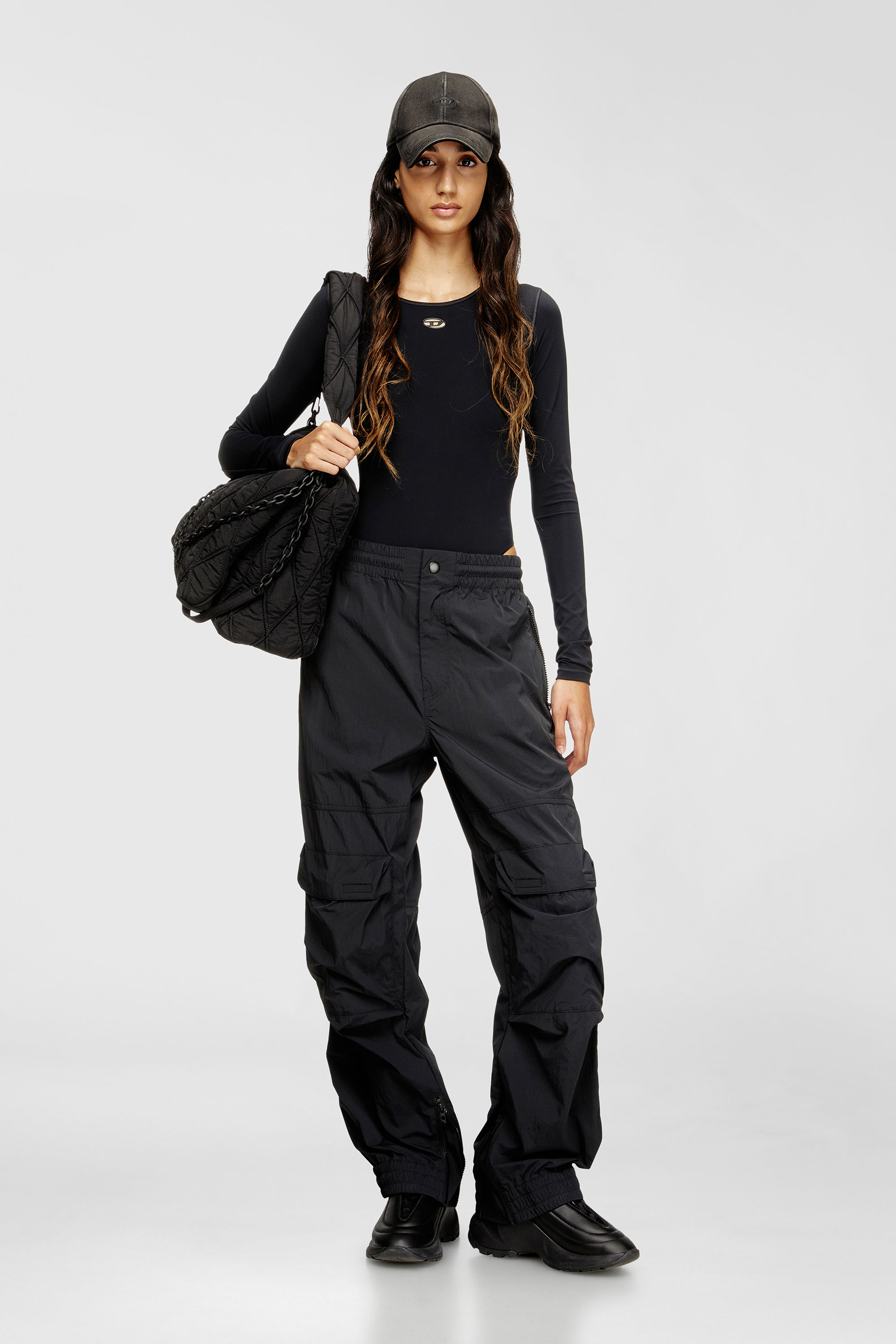 Diesel - ANGELICA-UTLT, Woman's Bodysuit with cut-out Oval D in Black - 6