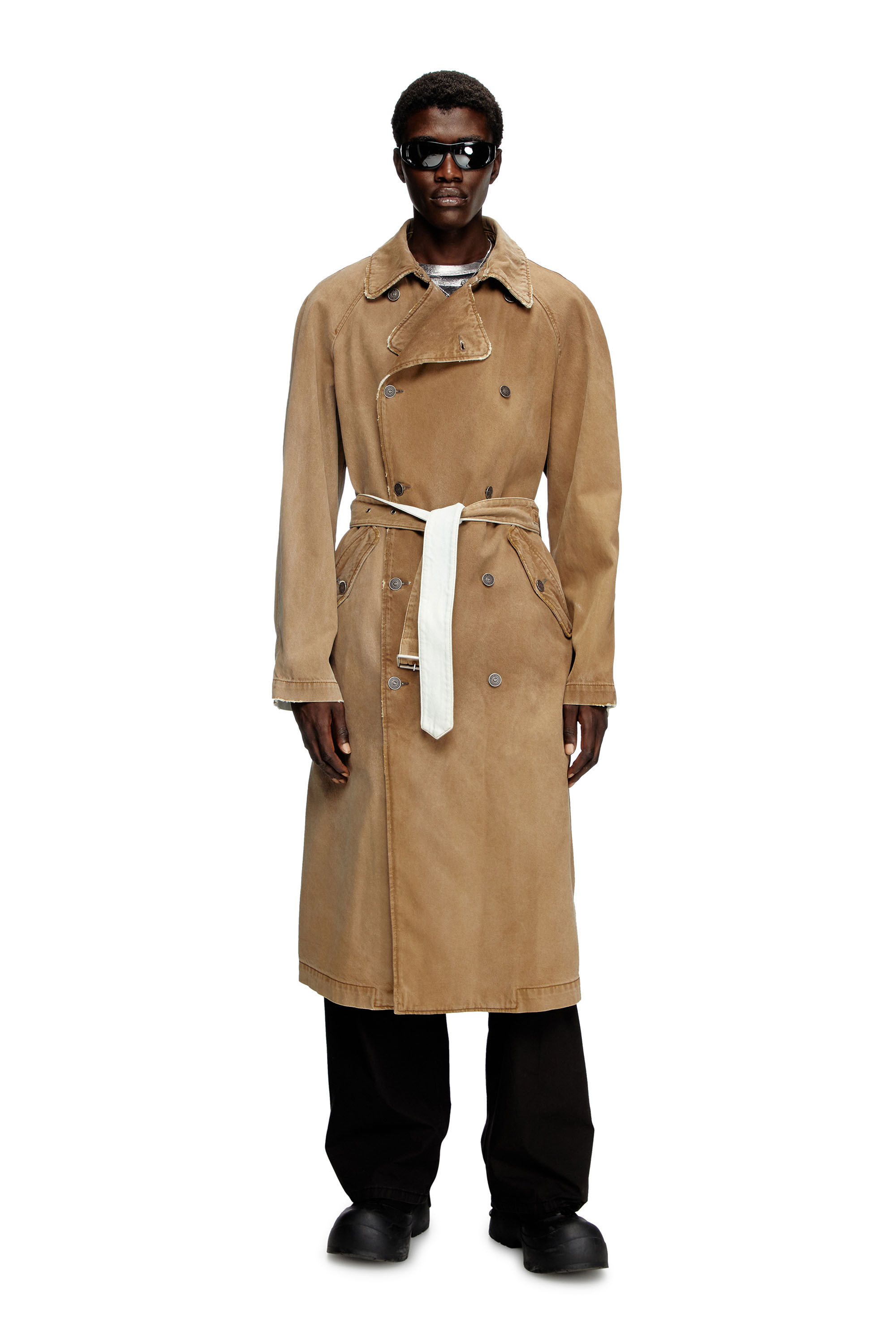Diesel - D-DELIRIOUS-D, Trench-coat en denim effet sali Mixte in Marron - 2