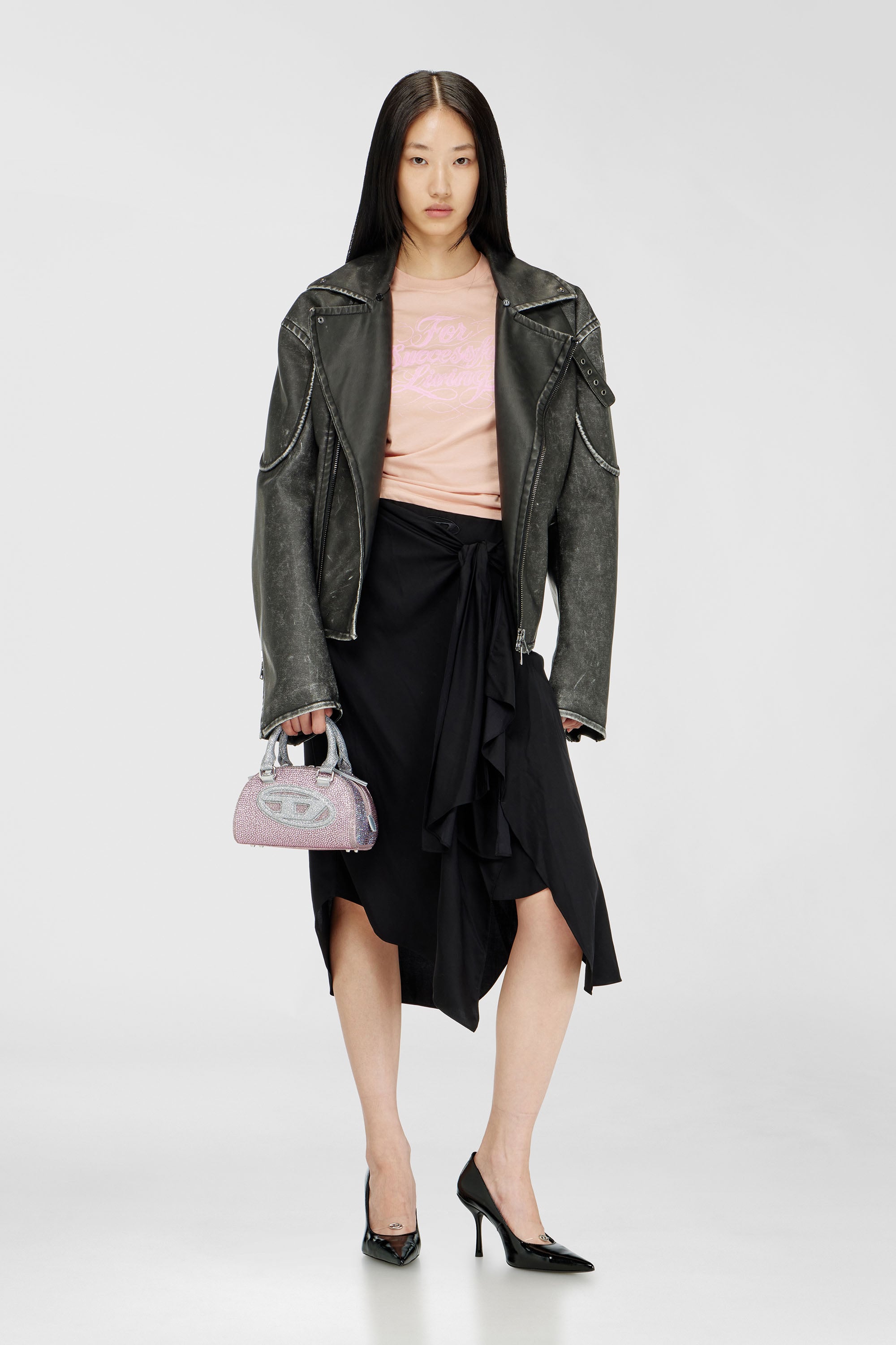 Diesel - 1DR DOME CROSSBODY, 1DR Dome - Petit sac bandouli&egrave;re en Lurex cristal Femme in Rose - 2