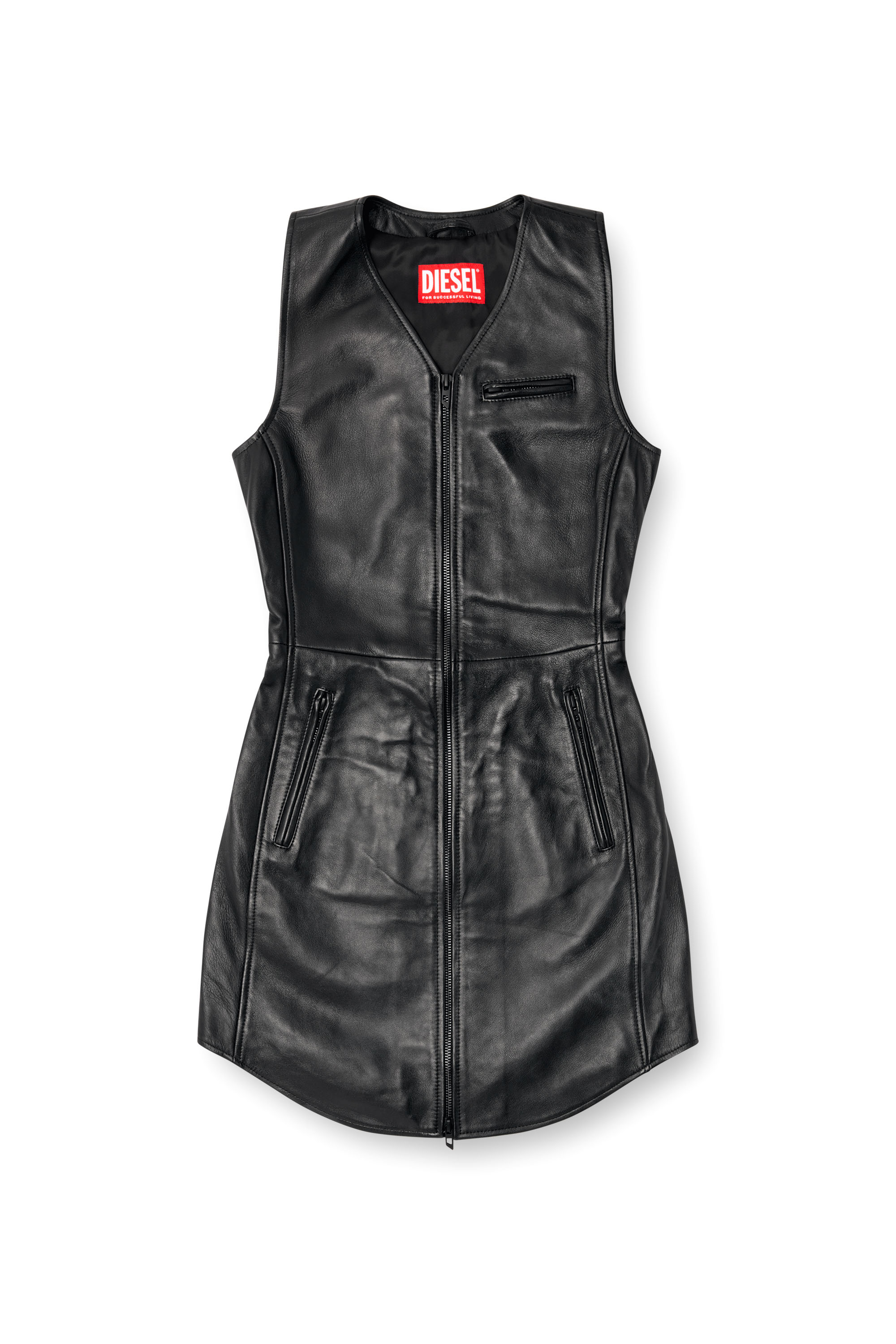 Diesel - L-ILITH, Robe courte zippée en cuir Femme in Noir - 2