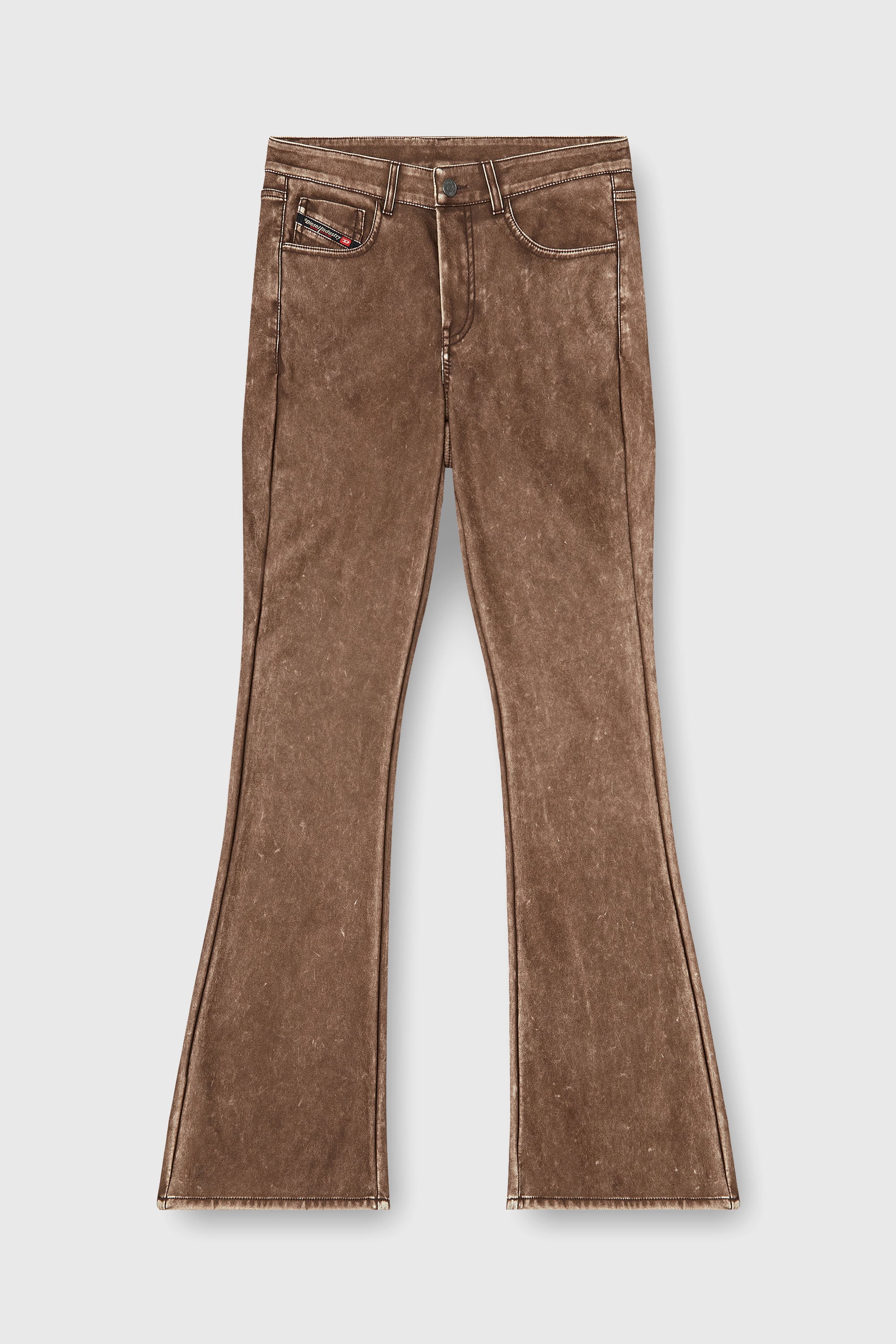 Diesel - P-STELLAR-S1, Pantalon bootcut en tissu enduit trait&eacute; Femme in Marron - 2