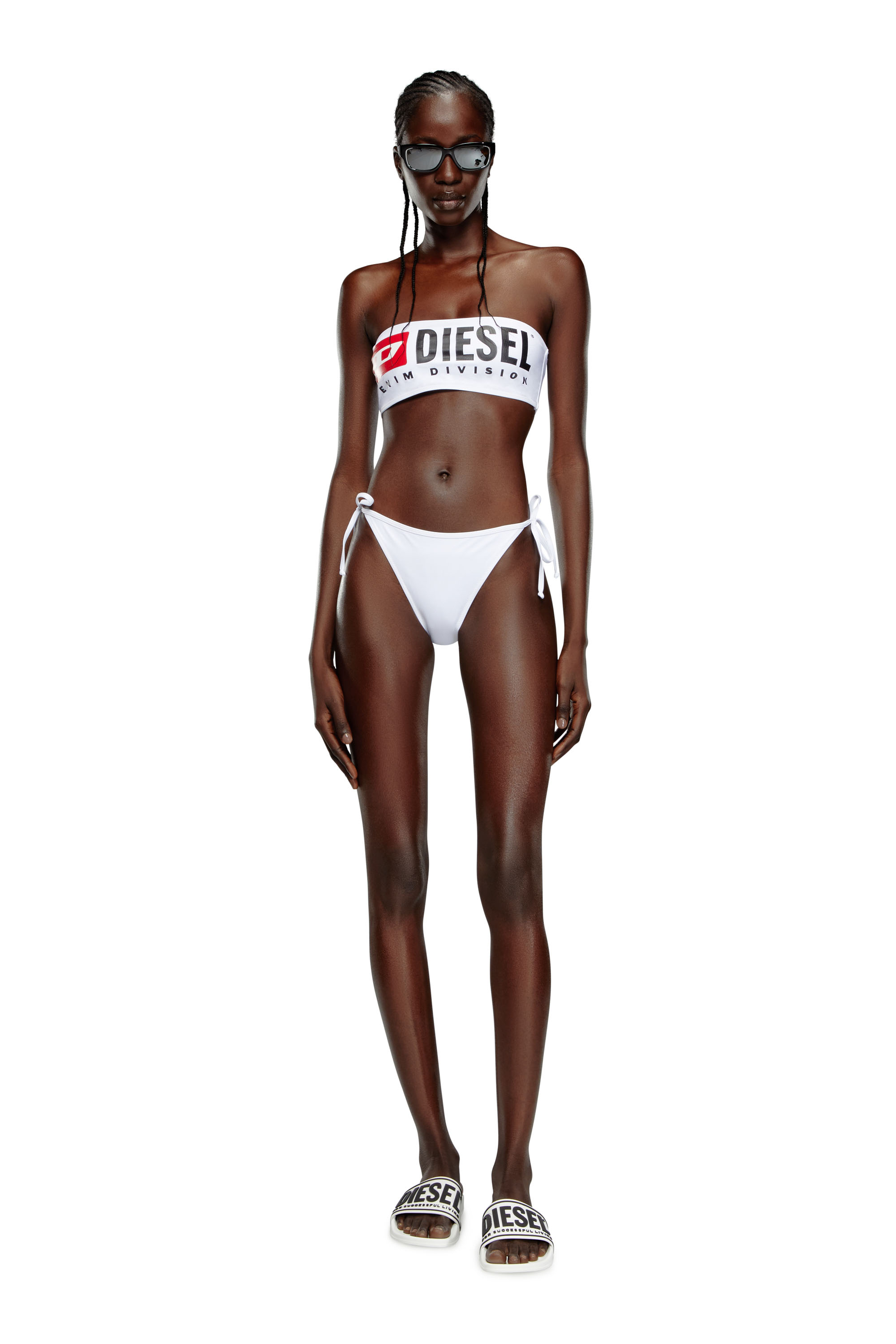 Diesel - BFB-BRYNA, Haut de bikini bandeau avec maxi logo Femme in Blanc - 2