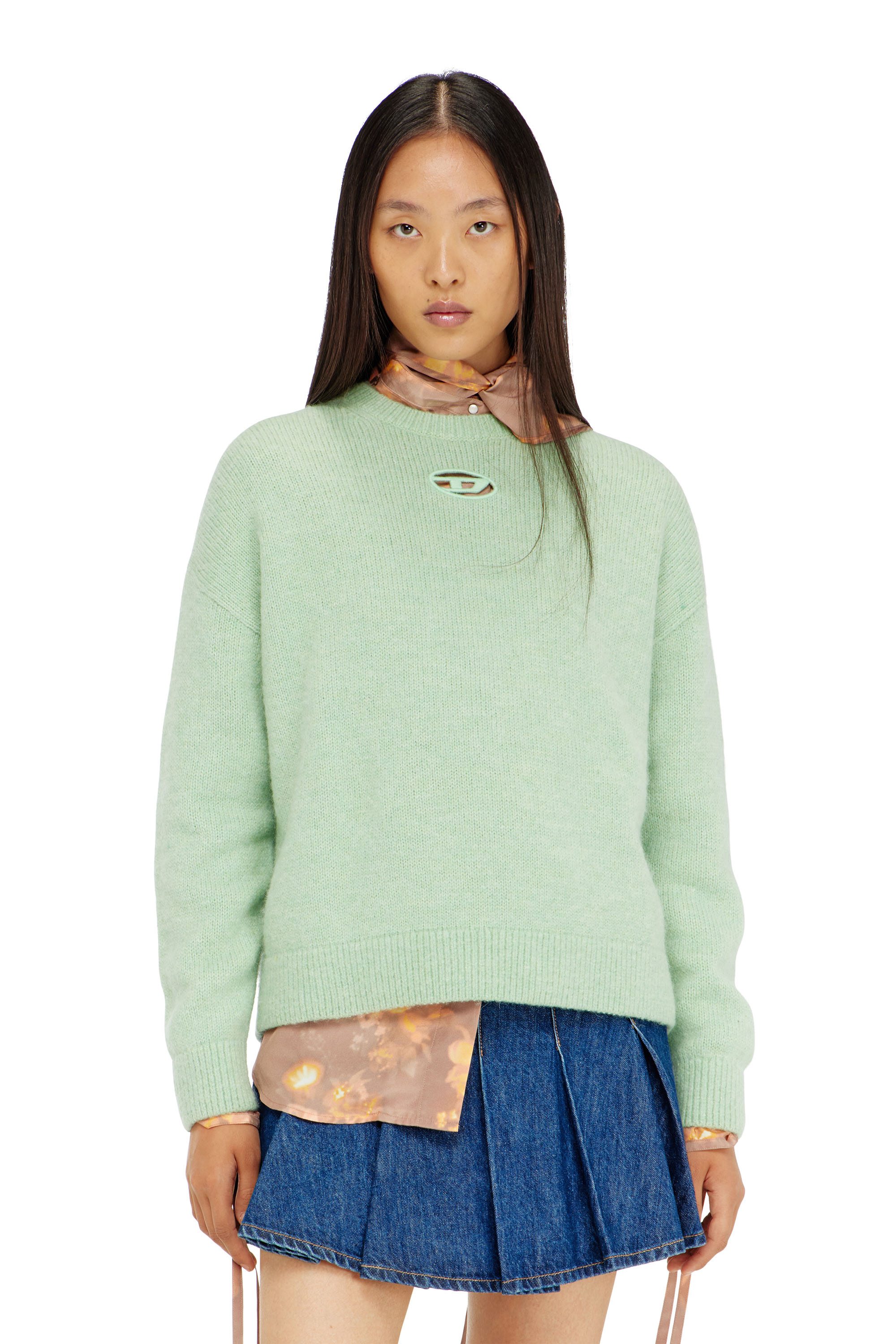 Diesel - M-AREETA, Pull en laine et m&eacute;lange d'alpaga Femme in Vert - 1