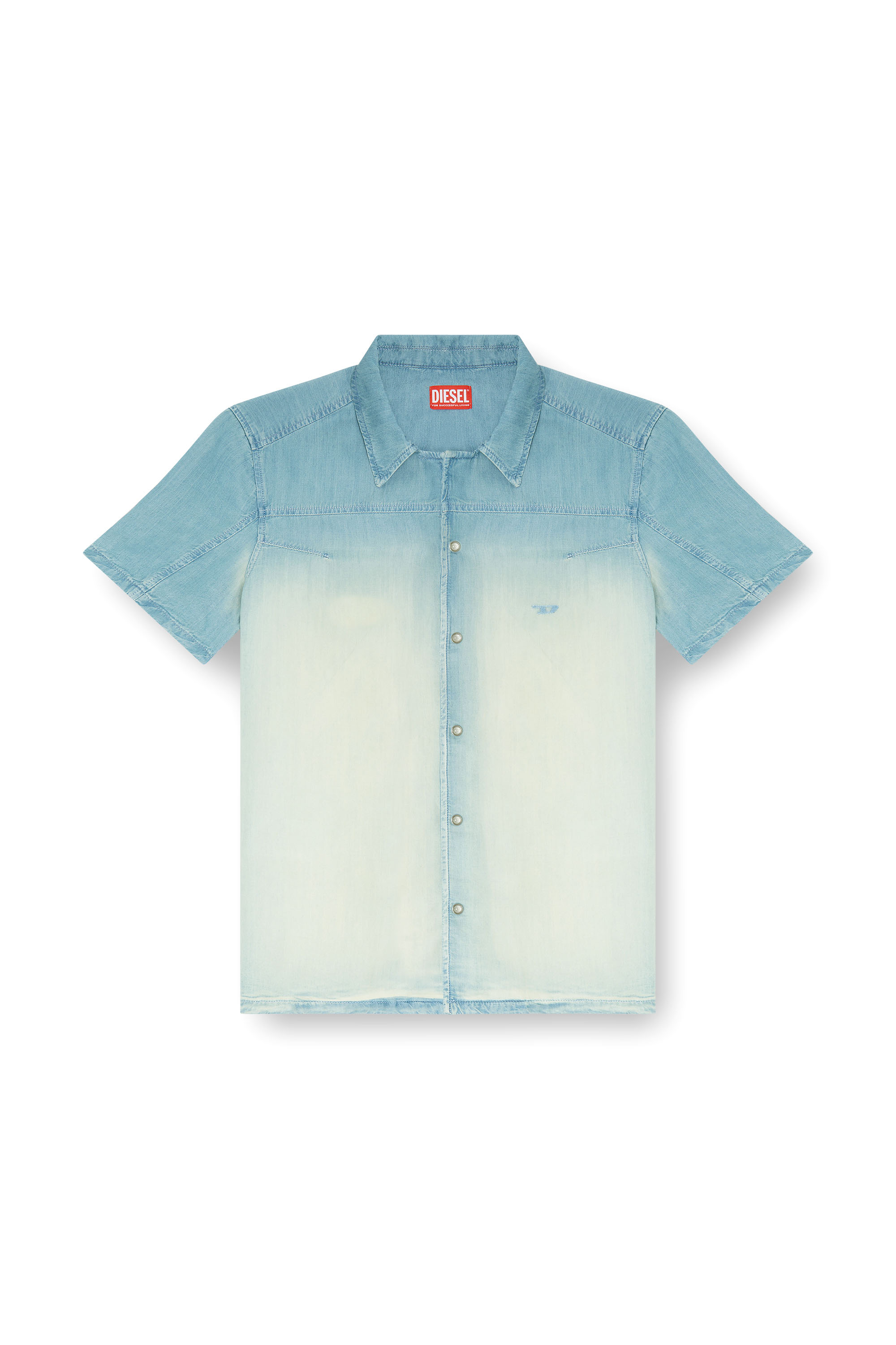 Diesel - D-CLARIVO-S, Chemise &agrave; manches courtes en denim fluide surteint Homme in Bleu - 3