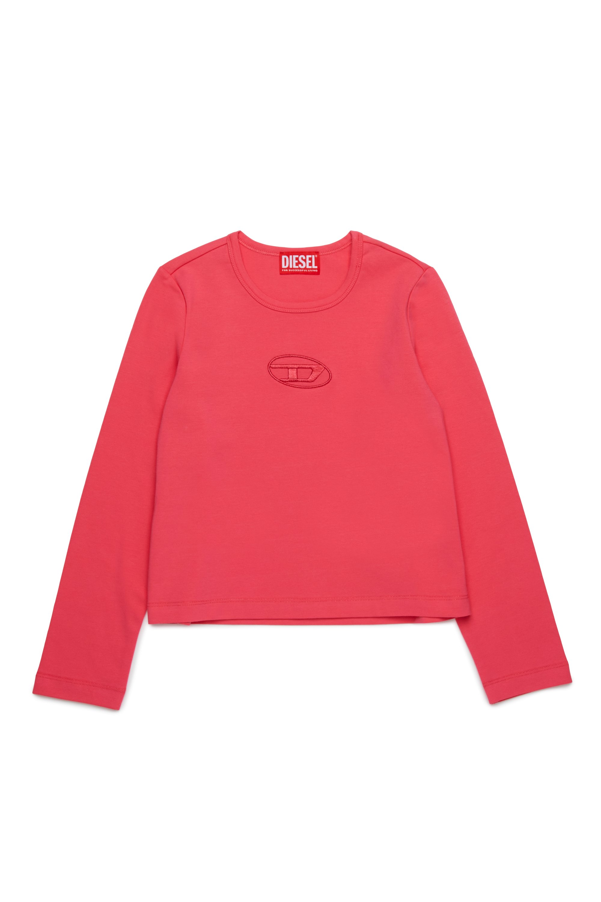 Diesel - TIVAL, T-shirt à manches longues avec logo brodé Femme in Rose - 1