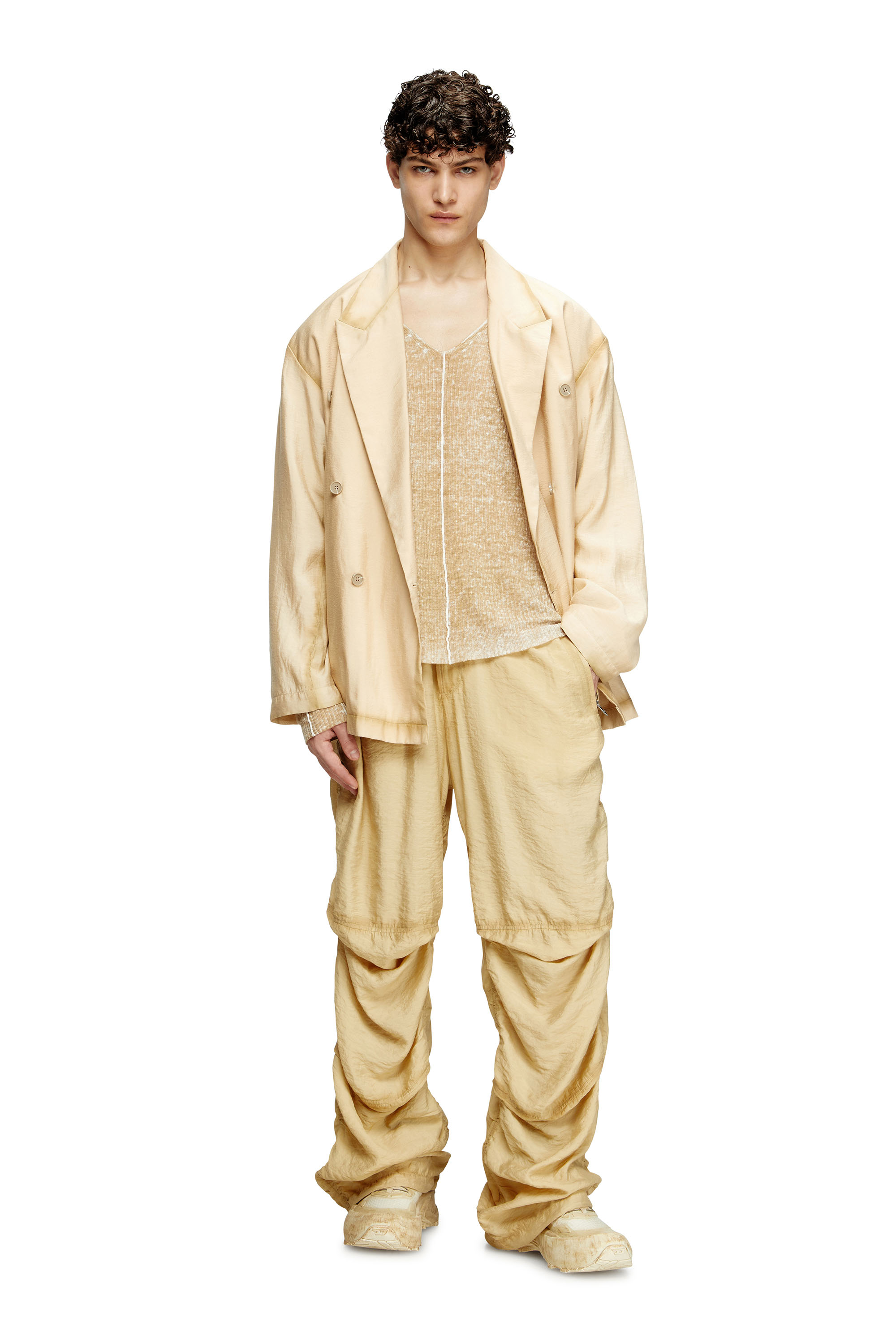 Diesel - K-ROBBEL, Pull à imprimé intérieur avec détail contrasté Homme in Beige - 1