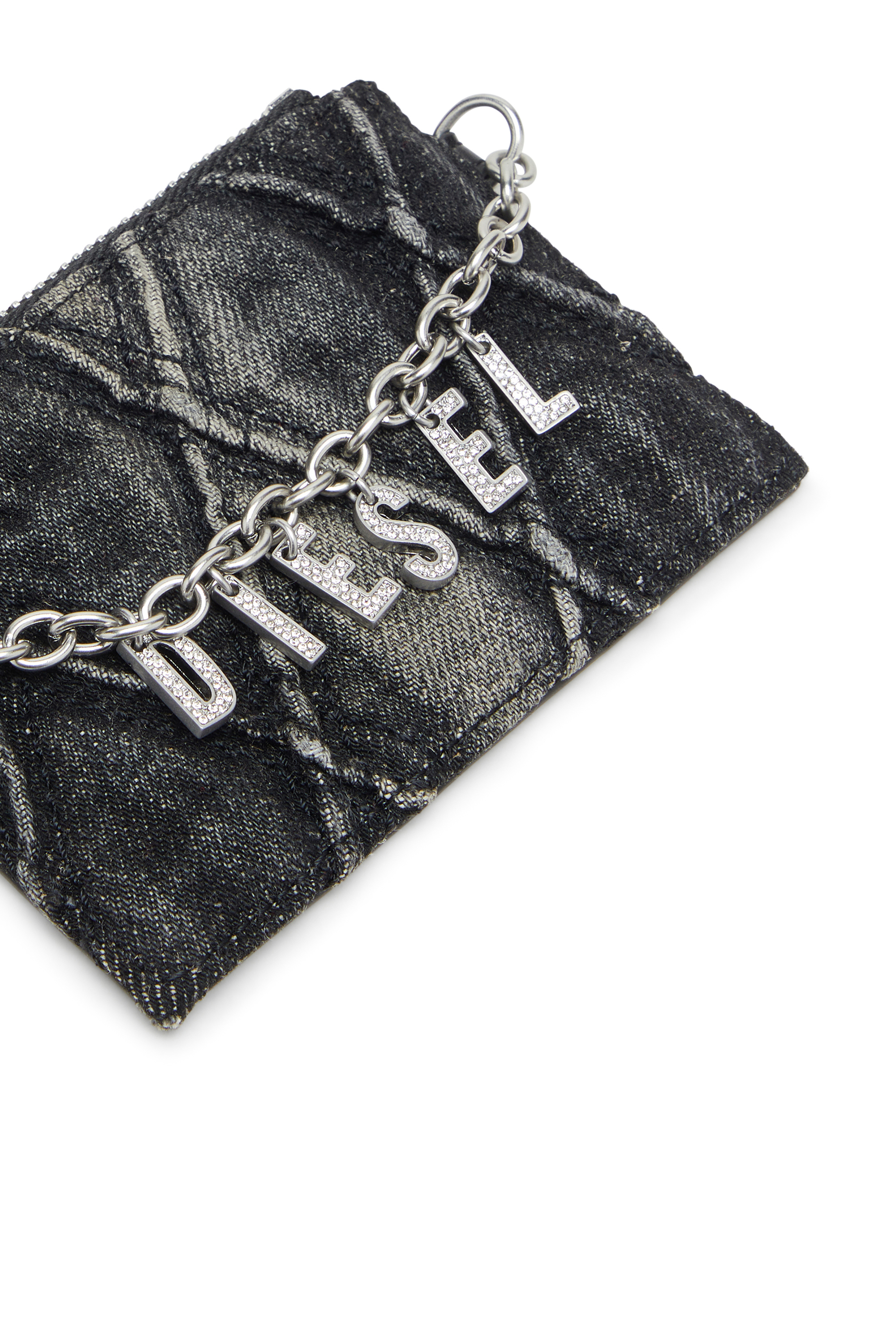 Diesel - CARD HOLDER WITH CHAIN, Porte-cartes avec chaîne et poche monnaie zippée Femme in Gris - 4