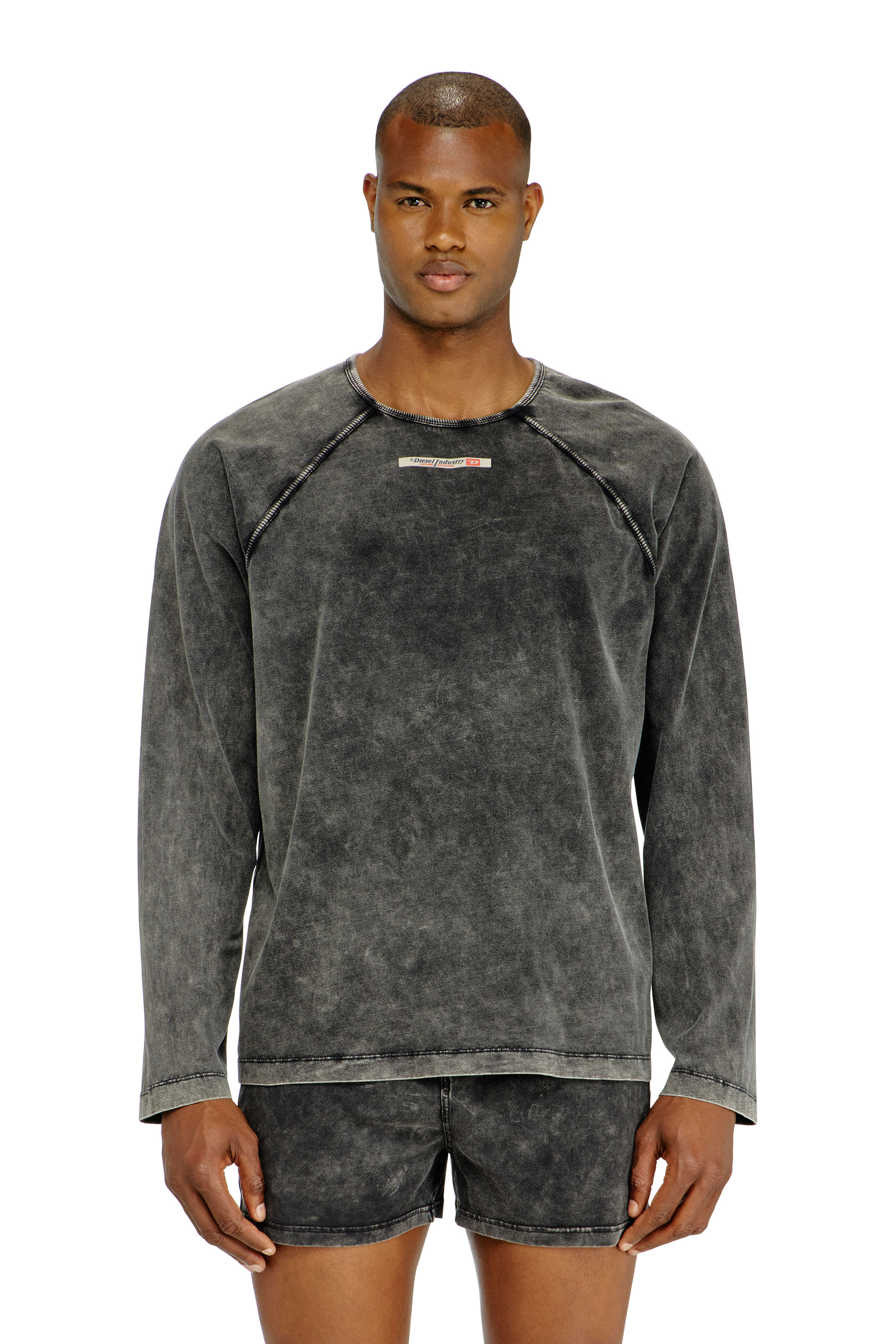 Diesel - BRYAN-DNM, Haut de pyjama en coton avec patch logo Homme in Gris - 1