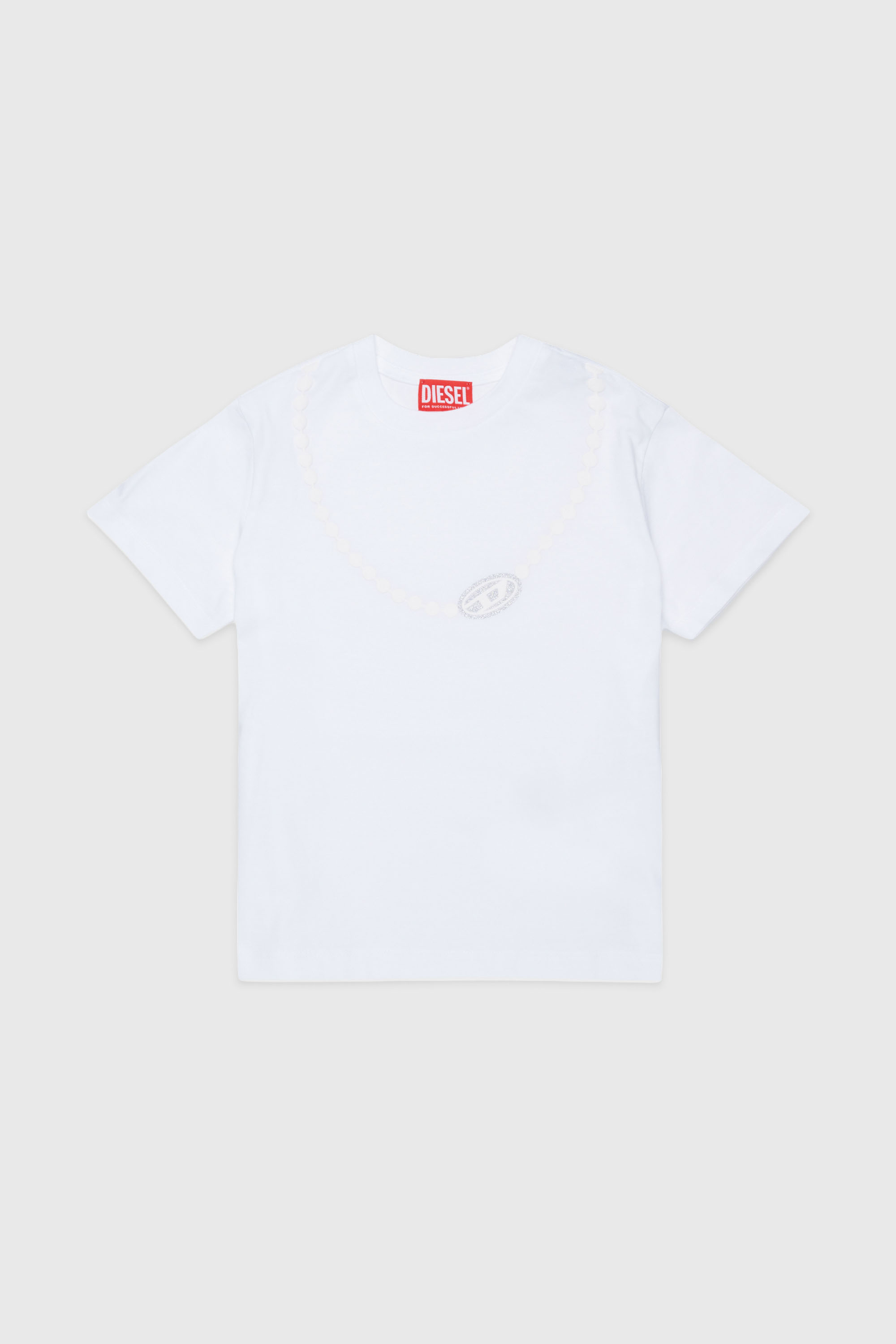 Diesel - TICLA, T-shirt en coton avec imprim&eacute; collier Femme in Blanc - 1