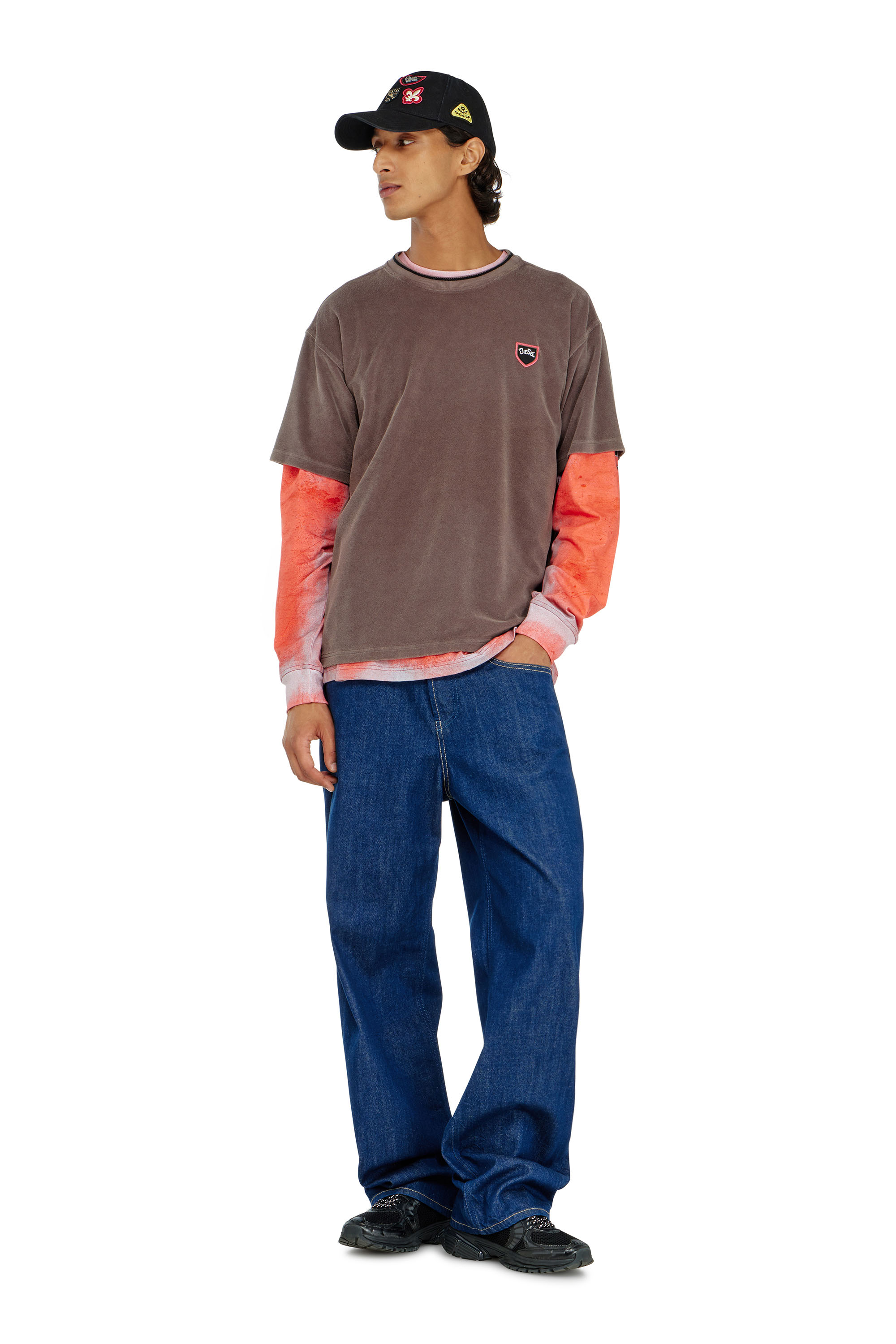 Diesel - T-SPONGY, T-shirt en chenille avec patch blason Homme in ToBeDefined - 2