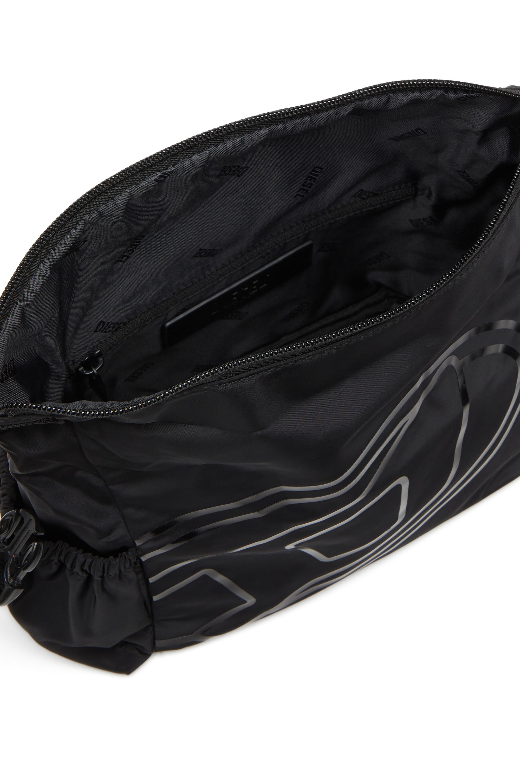 Diesel - DRAPE WASH BAG X, Trousse de toilette en nylon avec imprimé Oval D Homme in Noir - 4