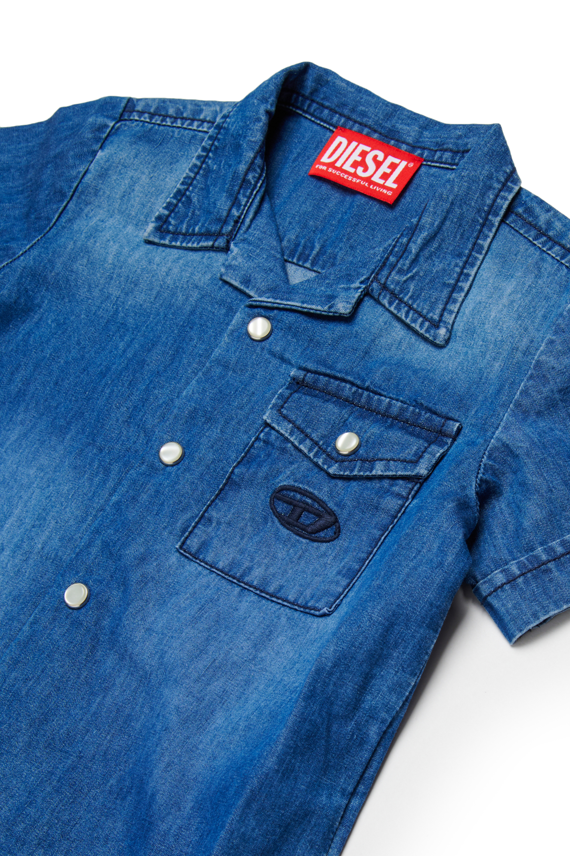 Diesel - CIRIB, Chemise de bowling en denim d&eacute;lav&eacute; Homme in Bleu - 3