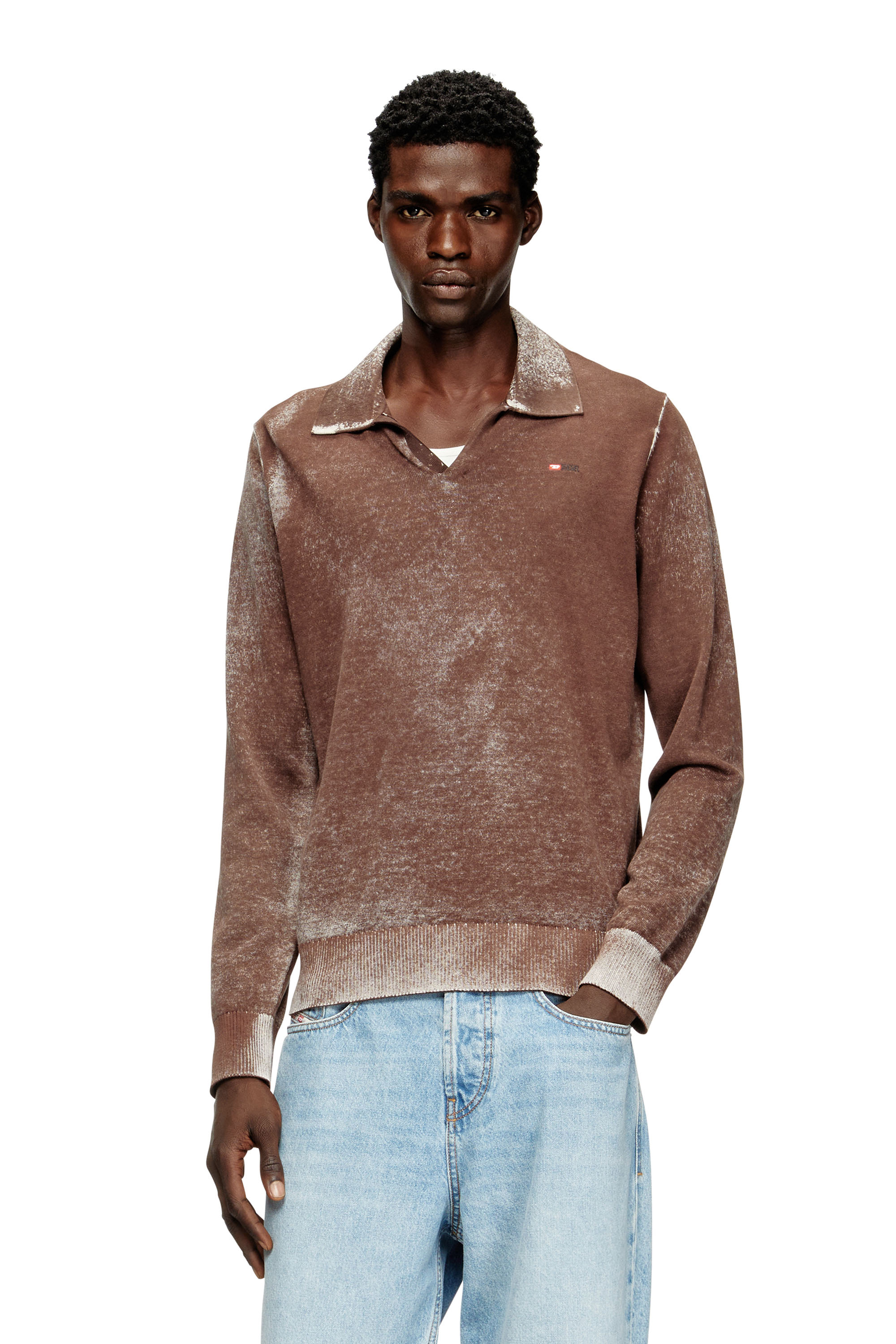 Diesel - K-LAWRENCE, Pull polo avec impression inversée délavée Homme in Polychrome - 1