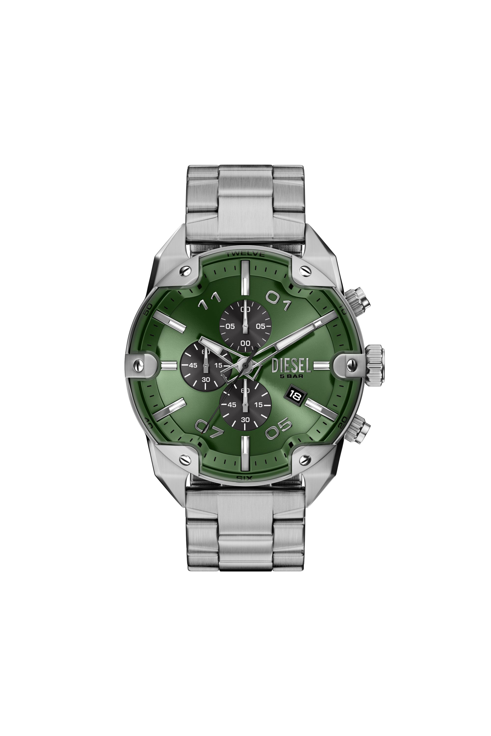 Diesel - DZ4712 WATCH, Montre Spiked en acier inoxydable &agrave; pointes Homme in Gris argent&eacute; - 1