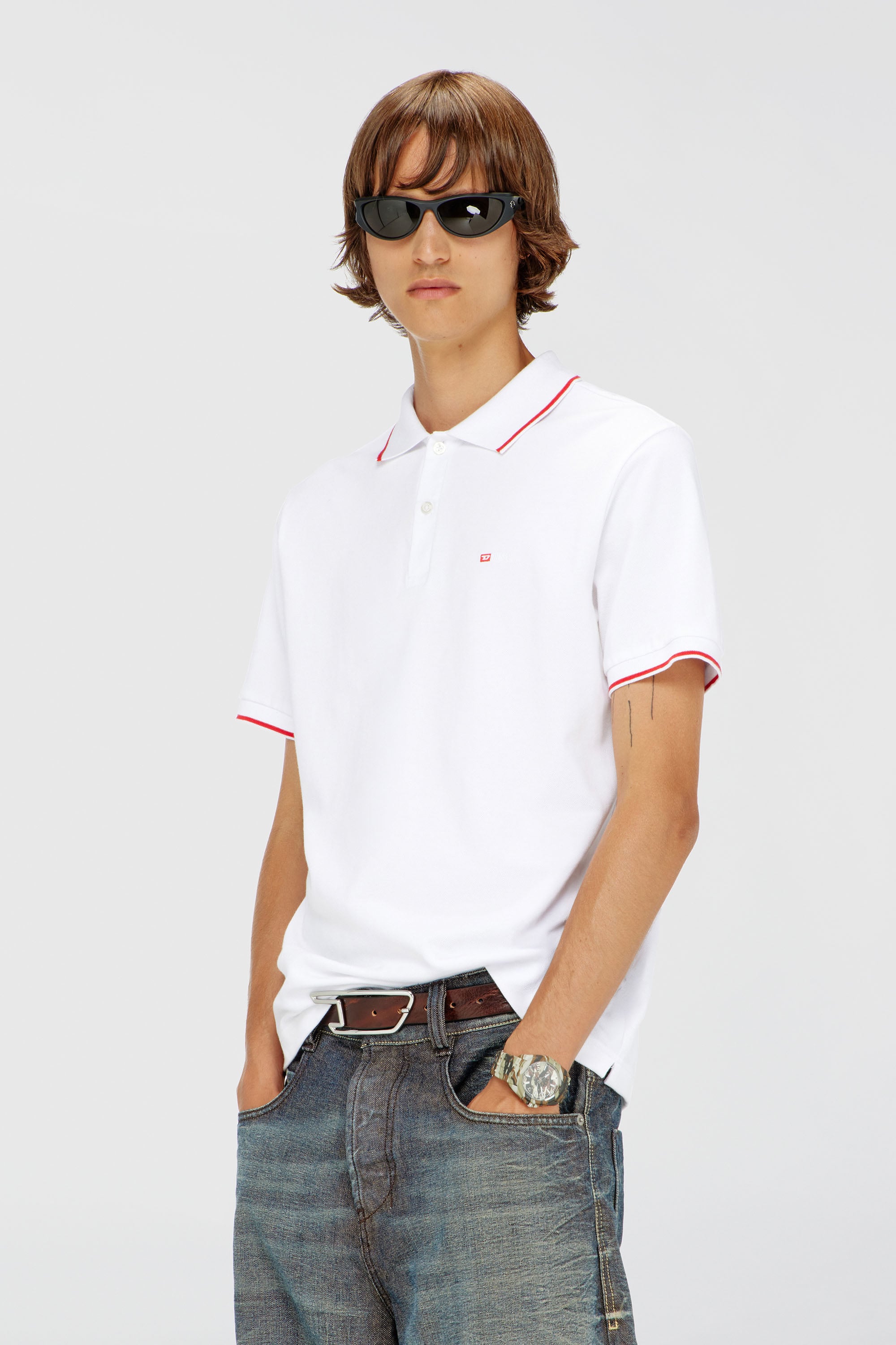 Diesel - T-FERRY-MICRODIV, Polo avec micro broderie Diesel Homme in Blanc - 1
