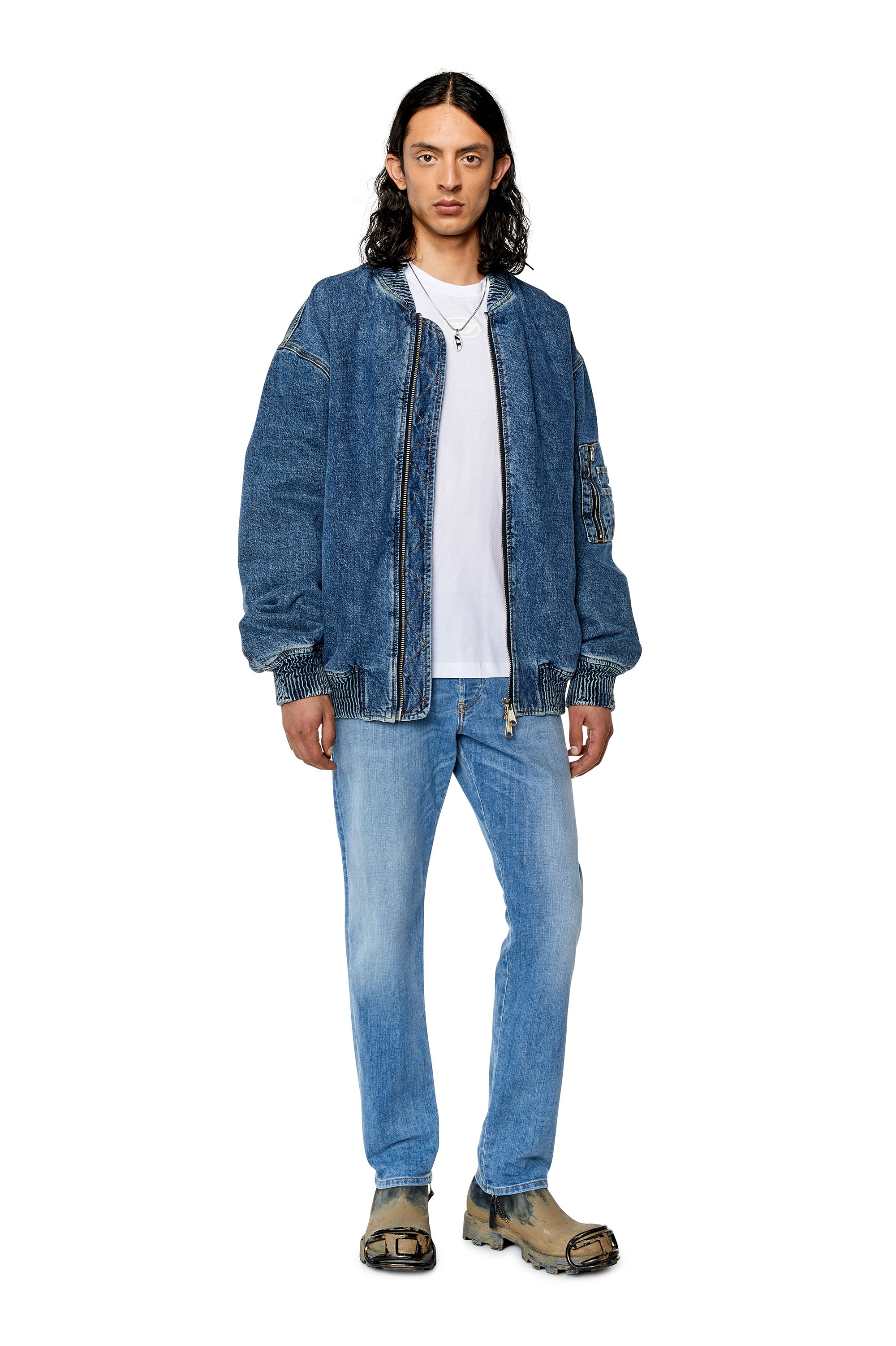 Diesel - Tapered Jeans D-Yennox 09F77, Bleu Clair - Image 4