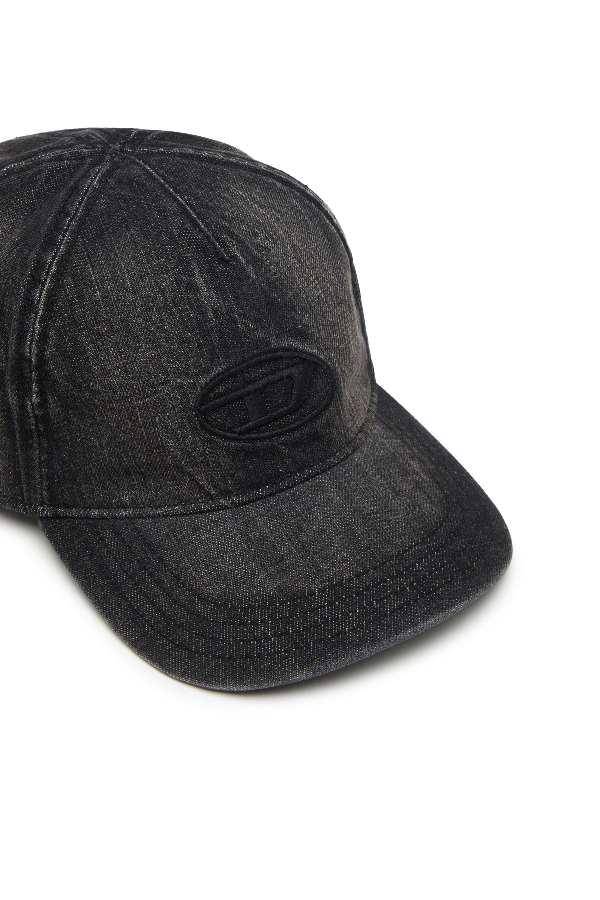 Diesel - C-ENIC, Casquette en denim avec détails effilochés et logo brodé Homme in Noir - 3