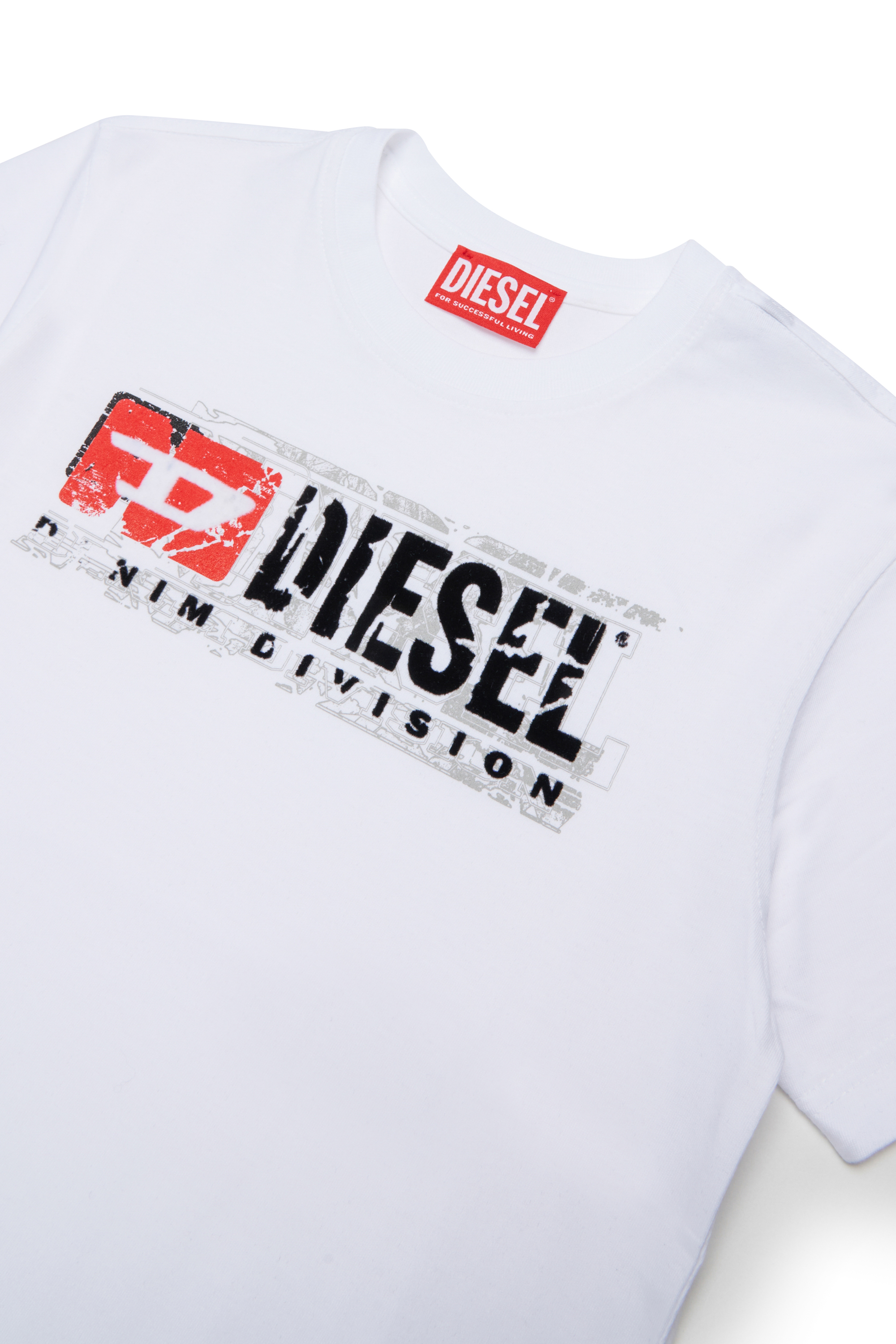 Diesel - TLOMIX, T-shirt avec logo effet distressed Homme in Blanc - 3