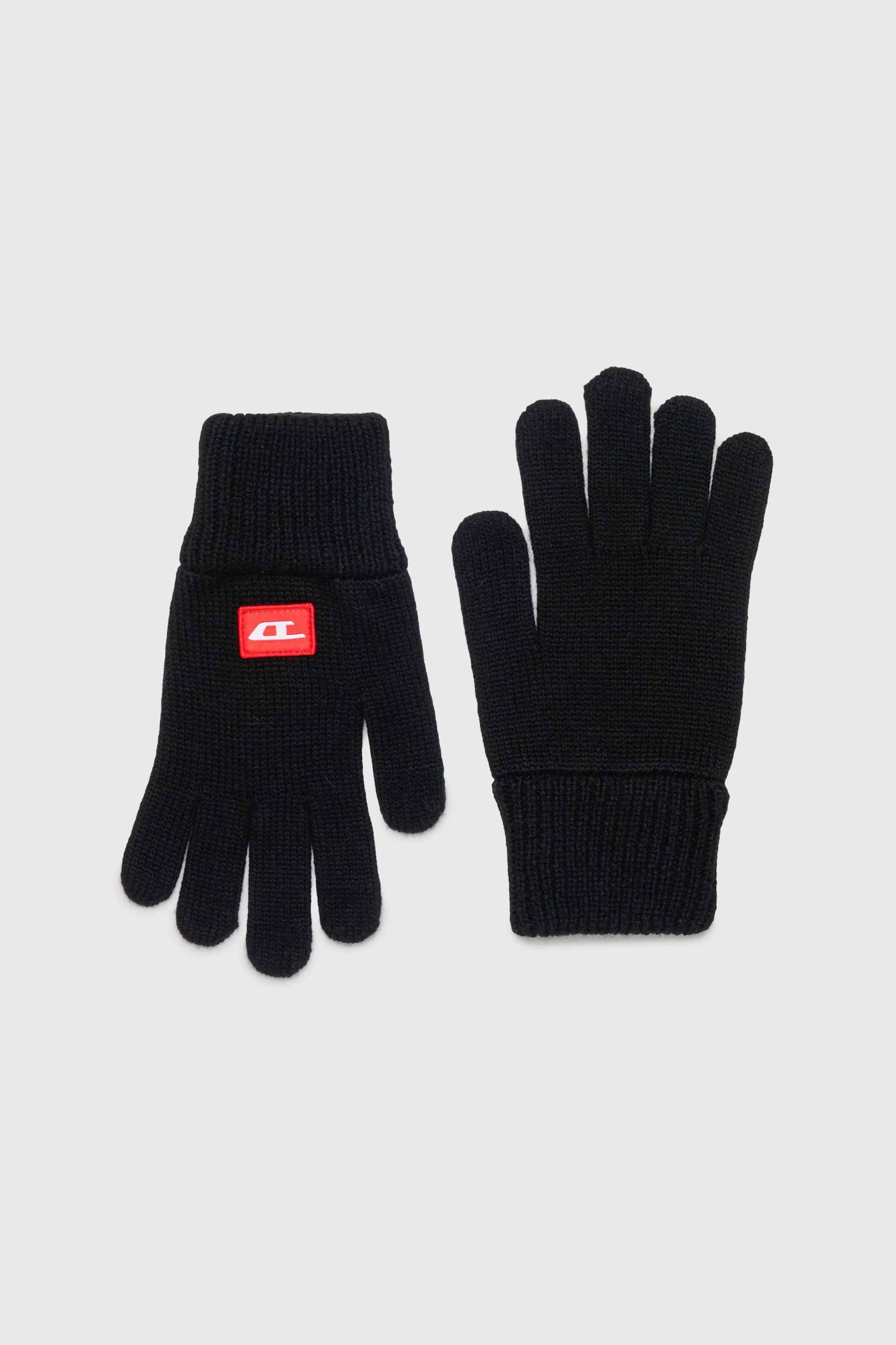 Diesel - NLOT, Gants tactiles en maille m&eacute;lang&eacute;e laine Mixte in Noir - 1