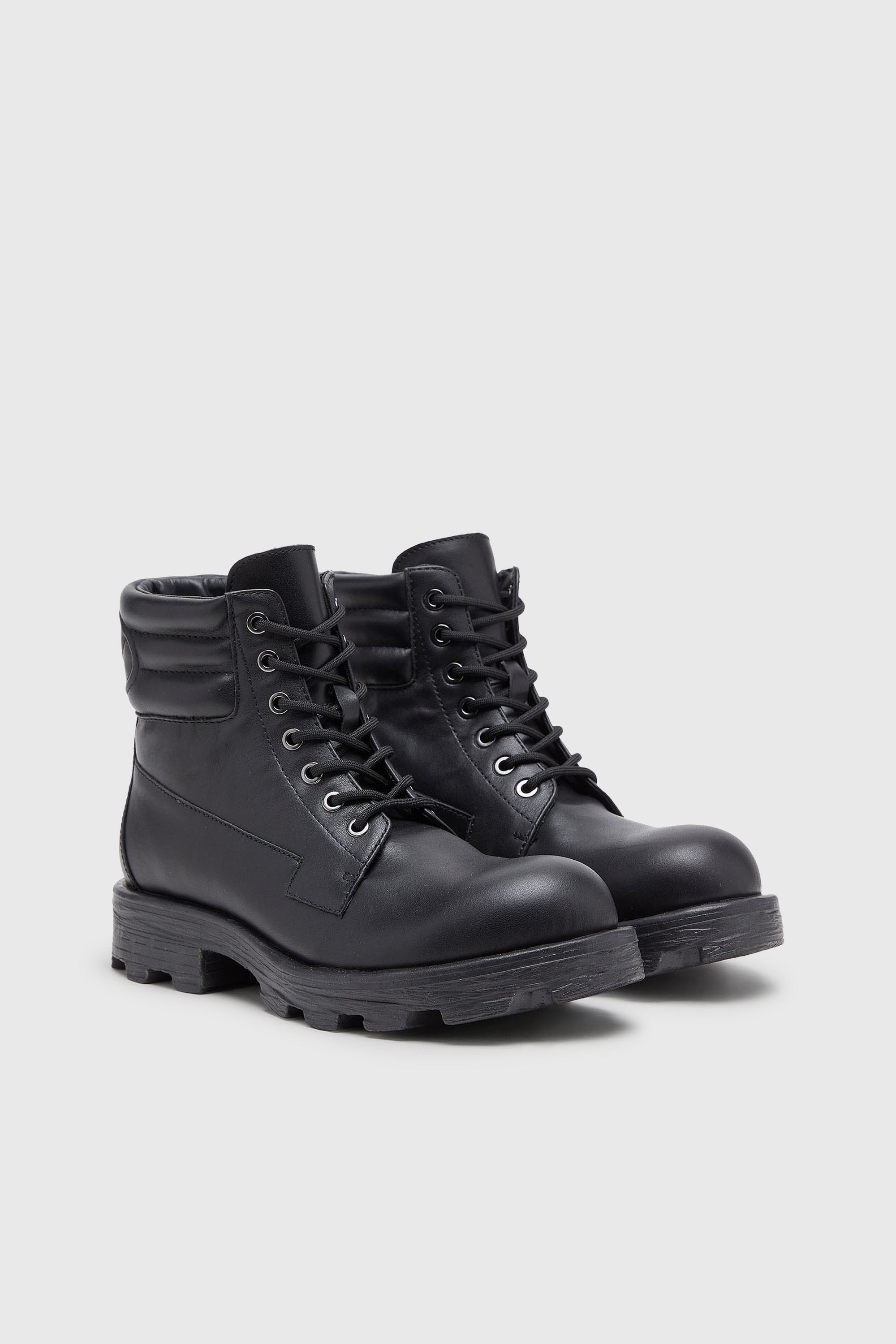 Diesel - D-HAMMER LACE UP, D-Hammer - Bottines de combat en cuir Homme in Noir - 2