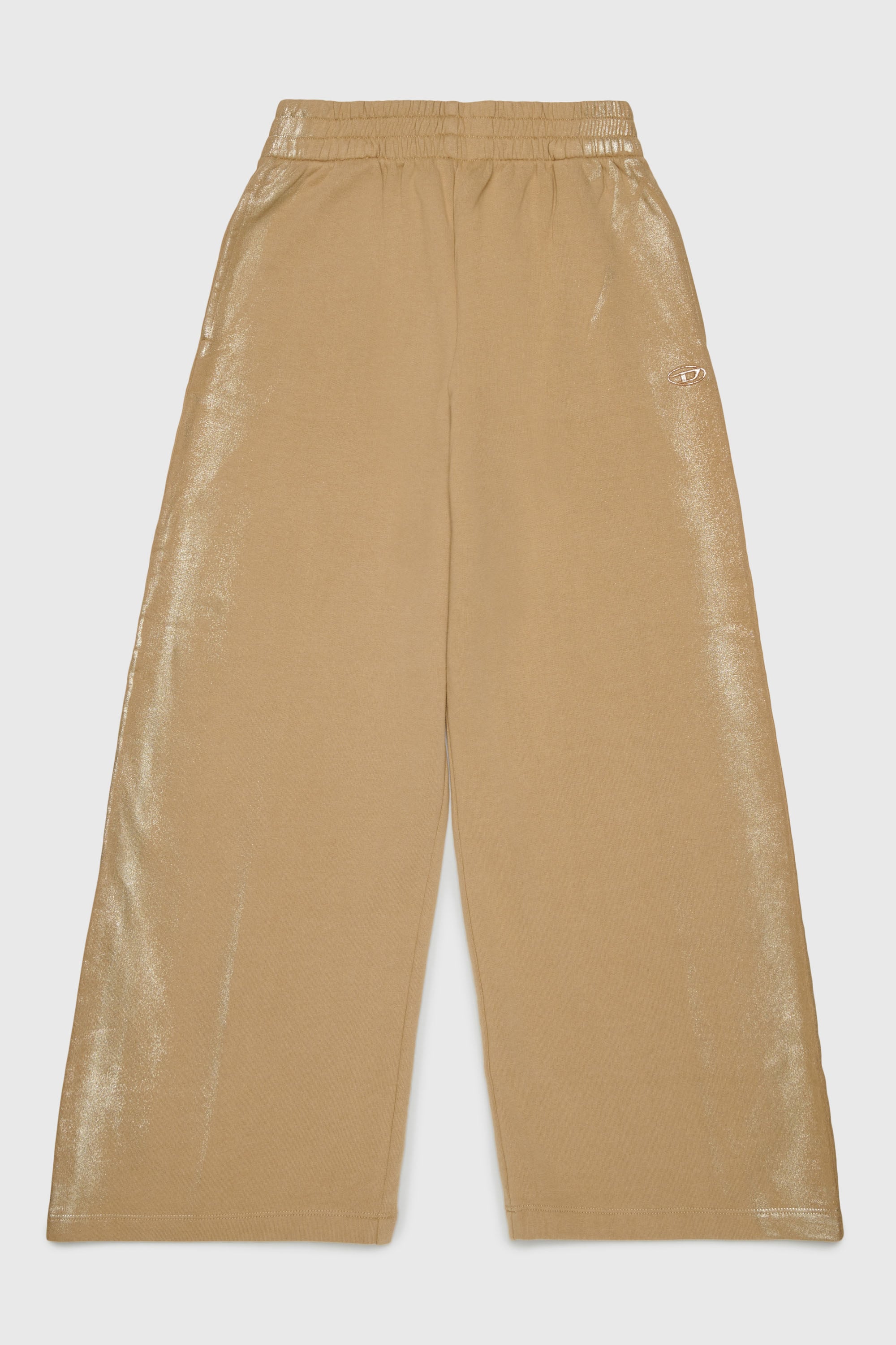 Diesel - PAELIC, Pantalon sweat wide leg effet m&eacute;tallis&eacute; Femme in Marron - 1