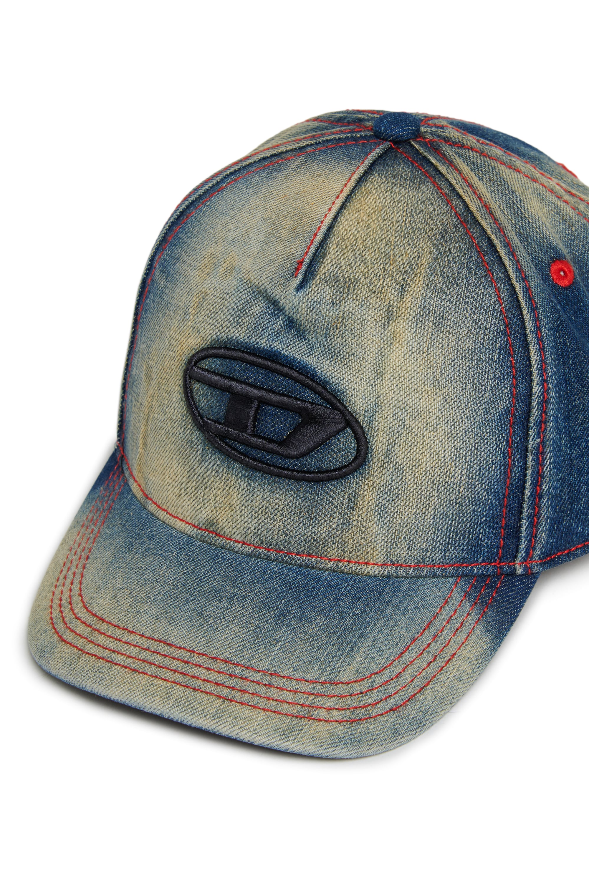 Diesel - FIMEN, Casquette en denim d&eacute;lav&eacute; avec broderie Oval D Mixte in Bleu - 3