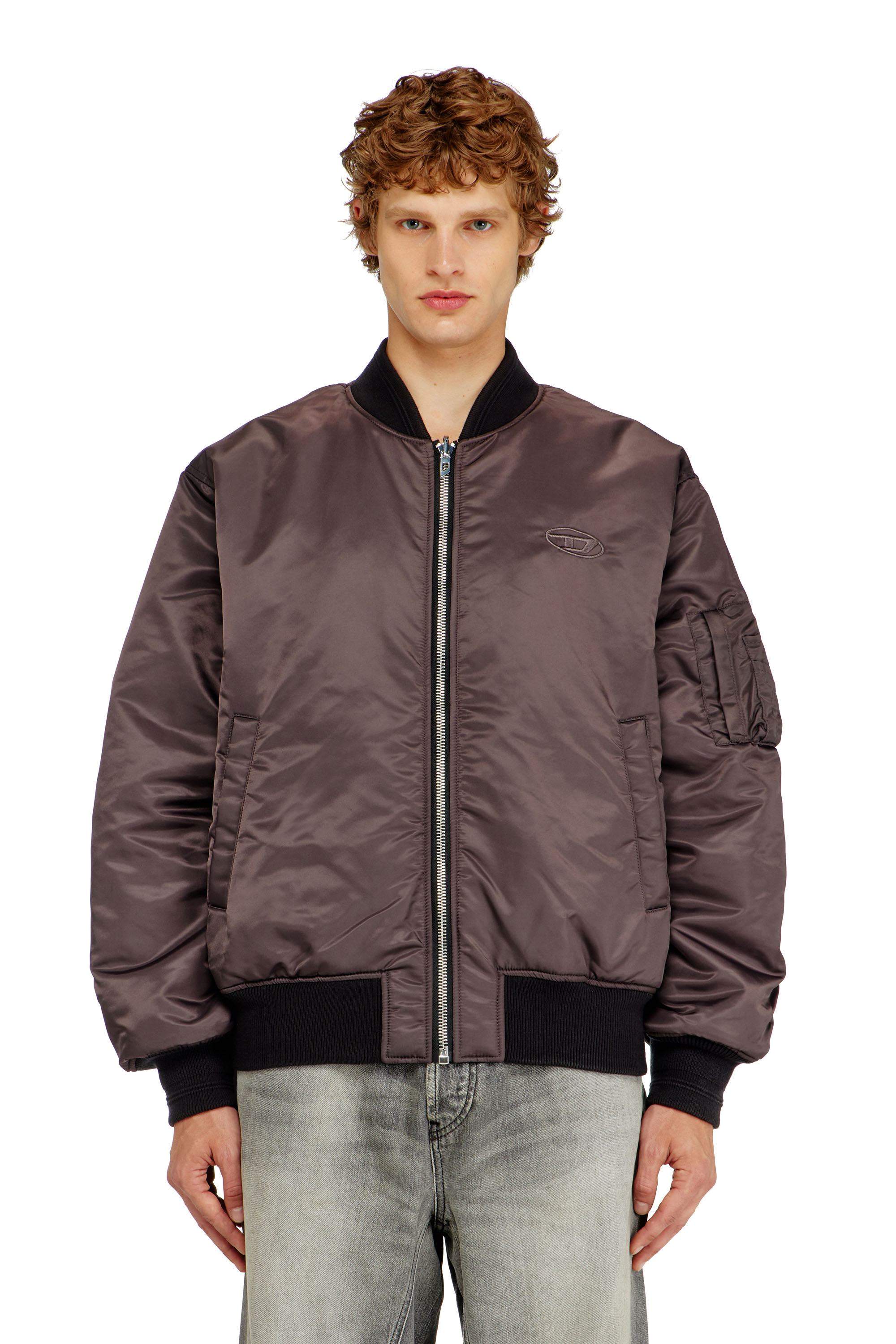 Diesel - W-TYPE-D1, Blouson aviateur rembourr&eacute; avec broderie Oval D Homme in Noir - 6