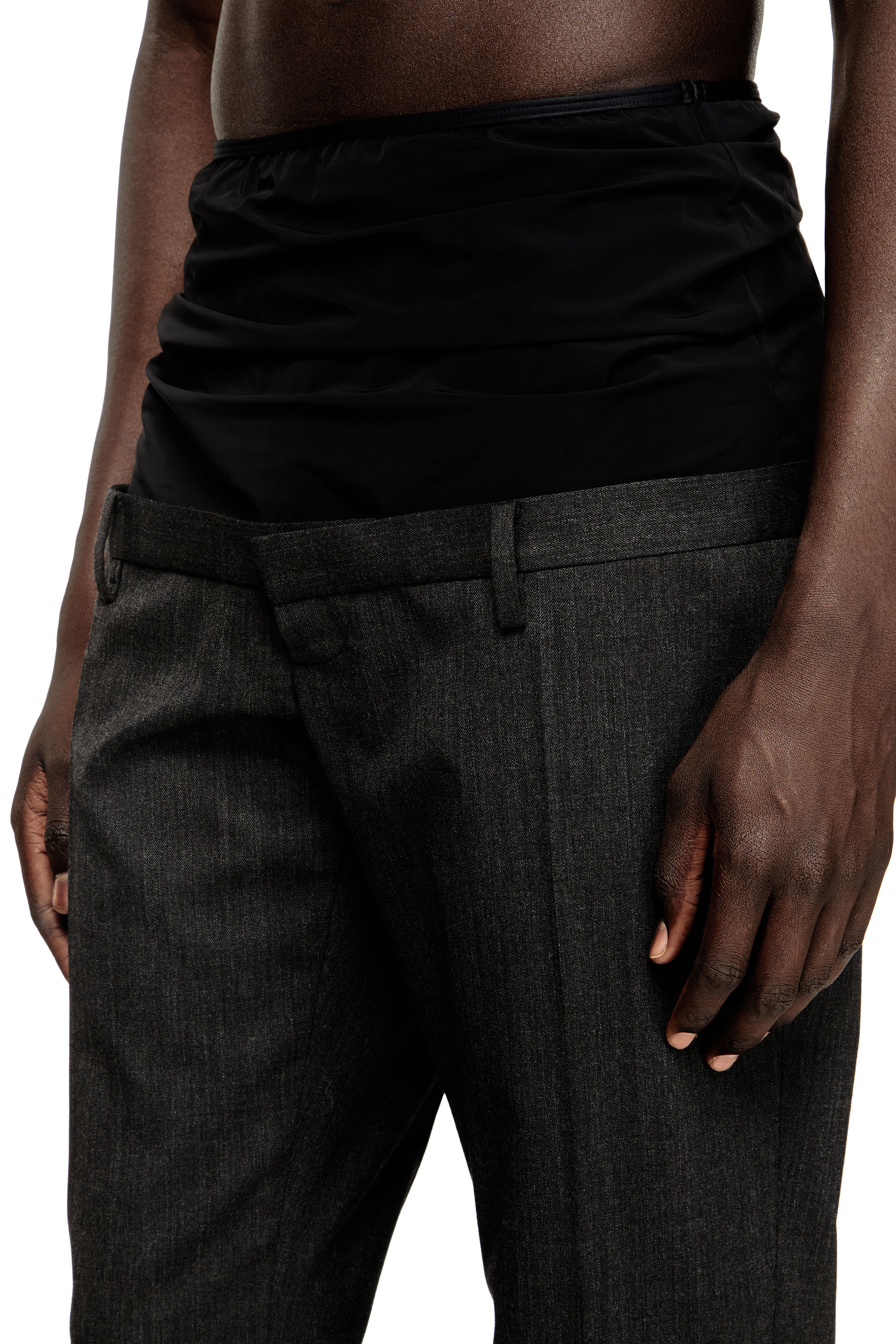 Diesel - P-AUREL-1, Pantalon en laine avec taille élastique Homme in Gris - 5