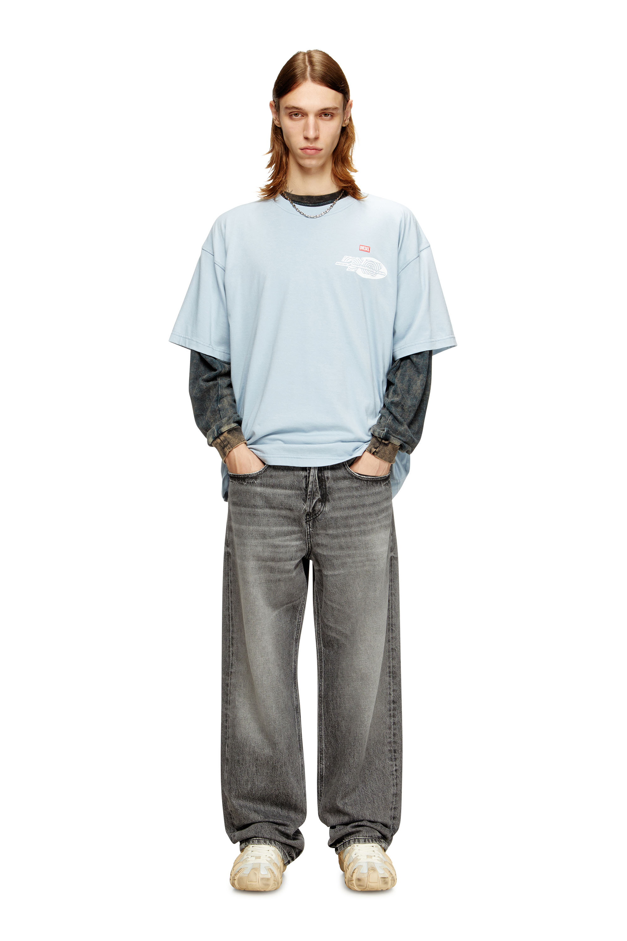 Diesel - T-BOXT-T23, T-shirt en coton avec imprimé graphique Homme in Bleu - 2